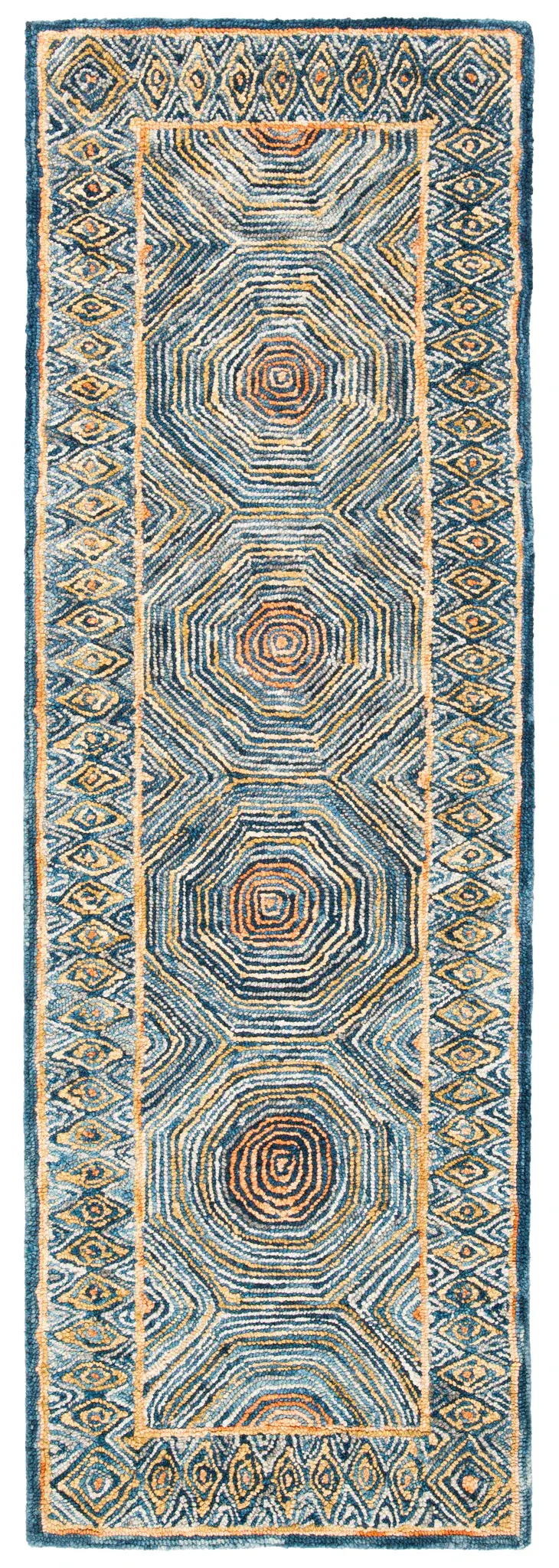 Micro-Loop Concentric Geometric Hand-Tufted Wool Rug