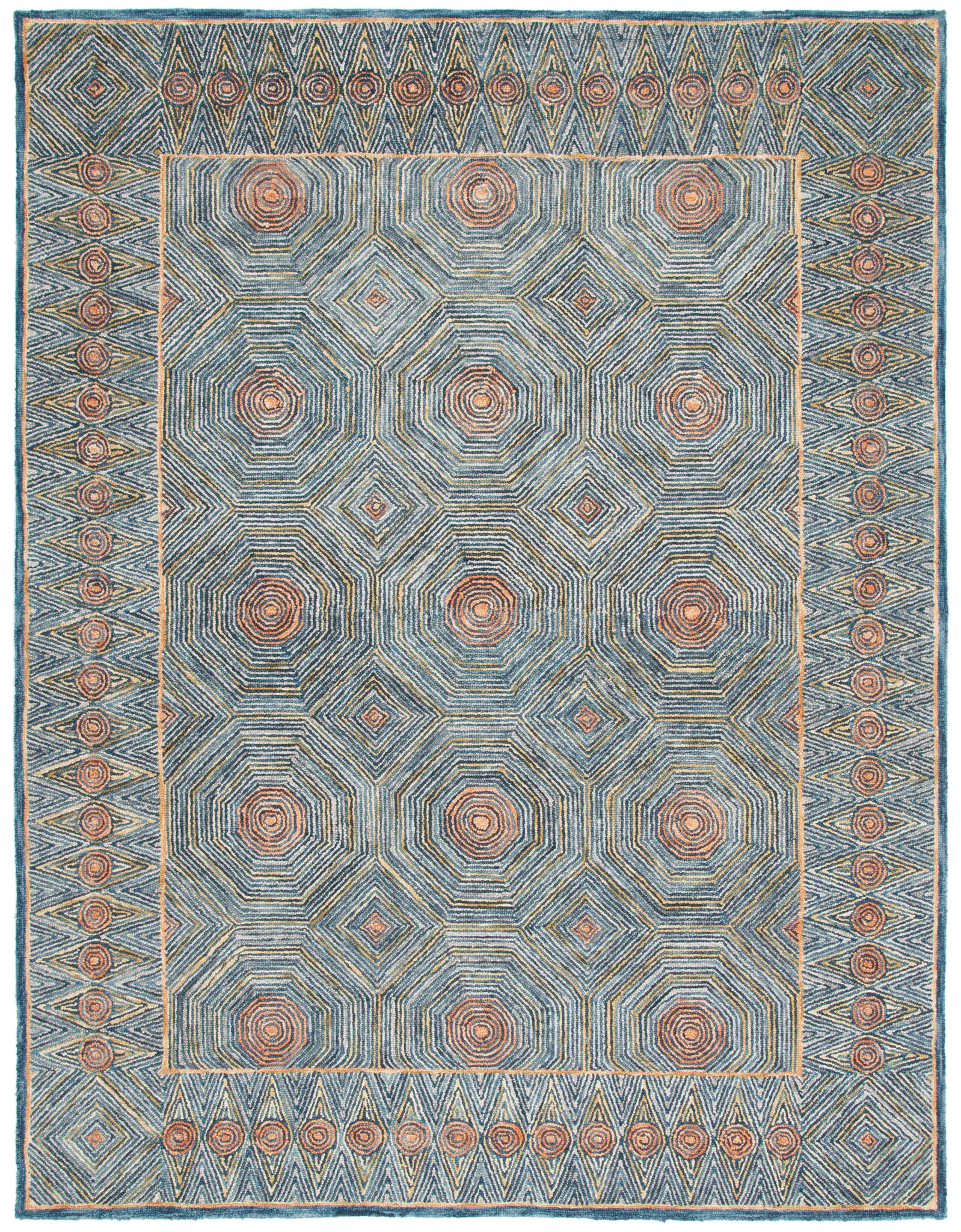Micro-Loop Concentric Geometric Hand-Tufted Wool Rug