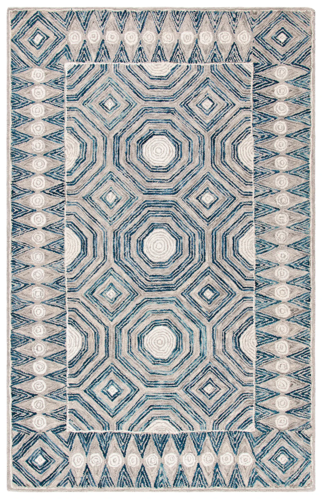 Micro-Loop Nested Octagon Hand-Tufted Wool Rug