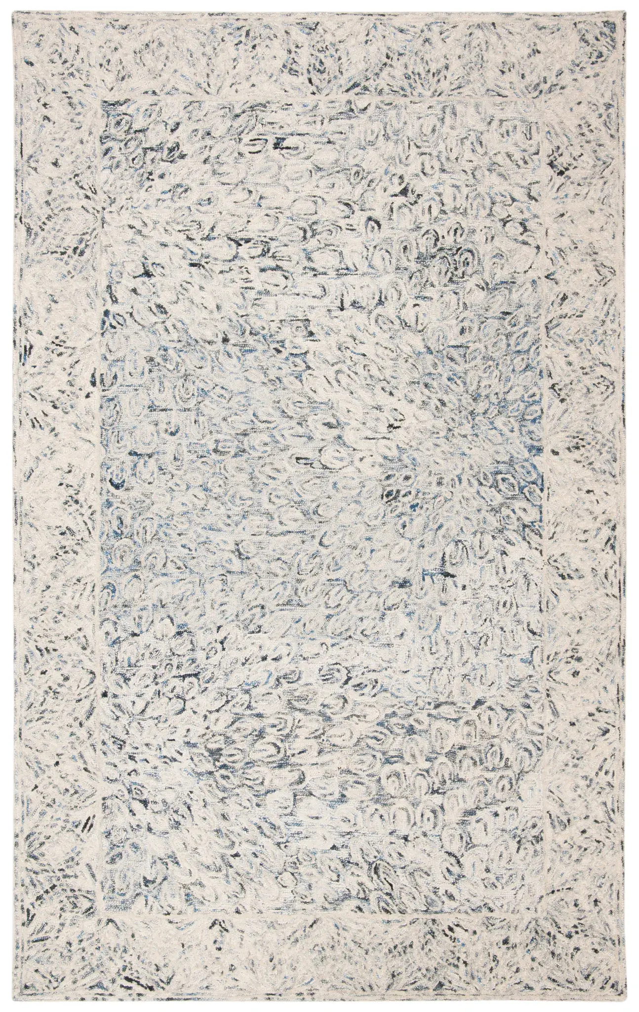 Micro-Loop Pebble Border Hand-Tufted Wool Rug