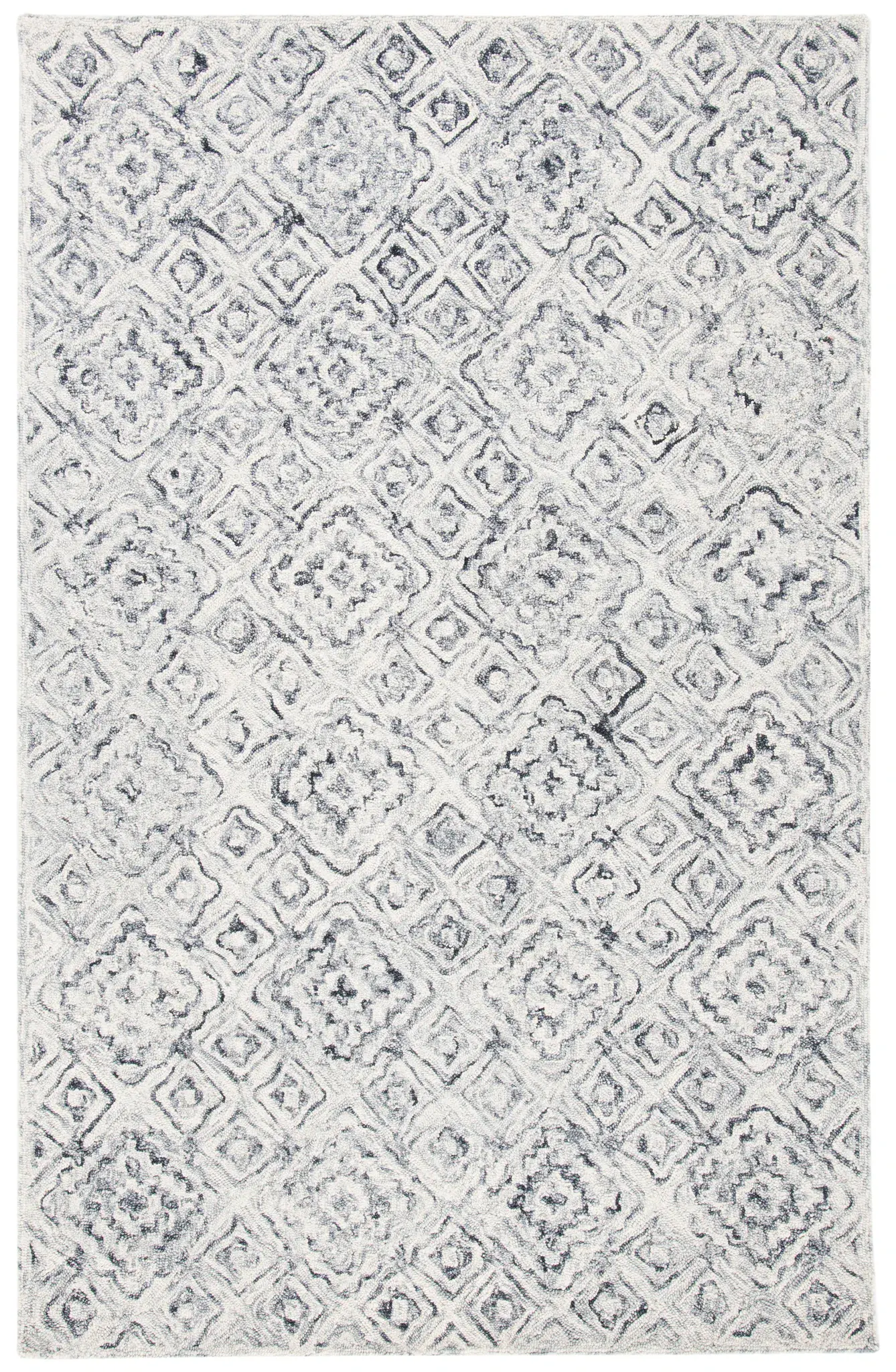 Micro-Loop Tile Lattice Hand-Tufted Wool Rug