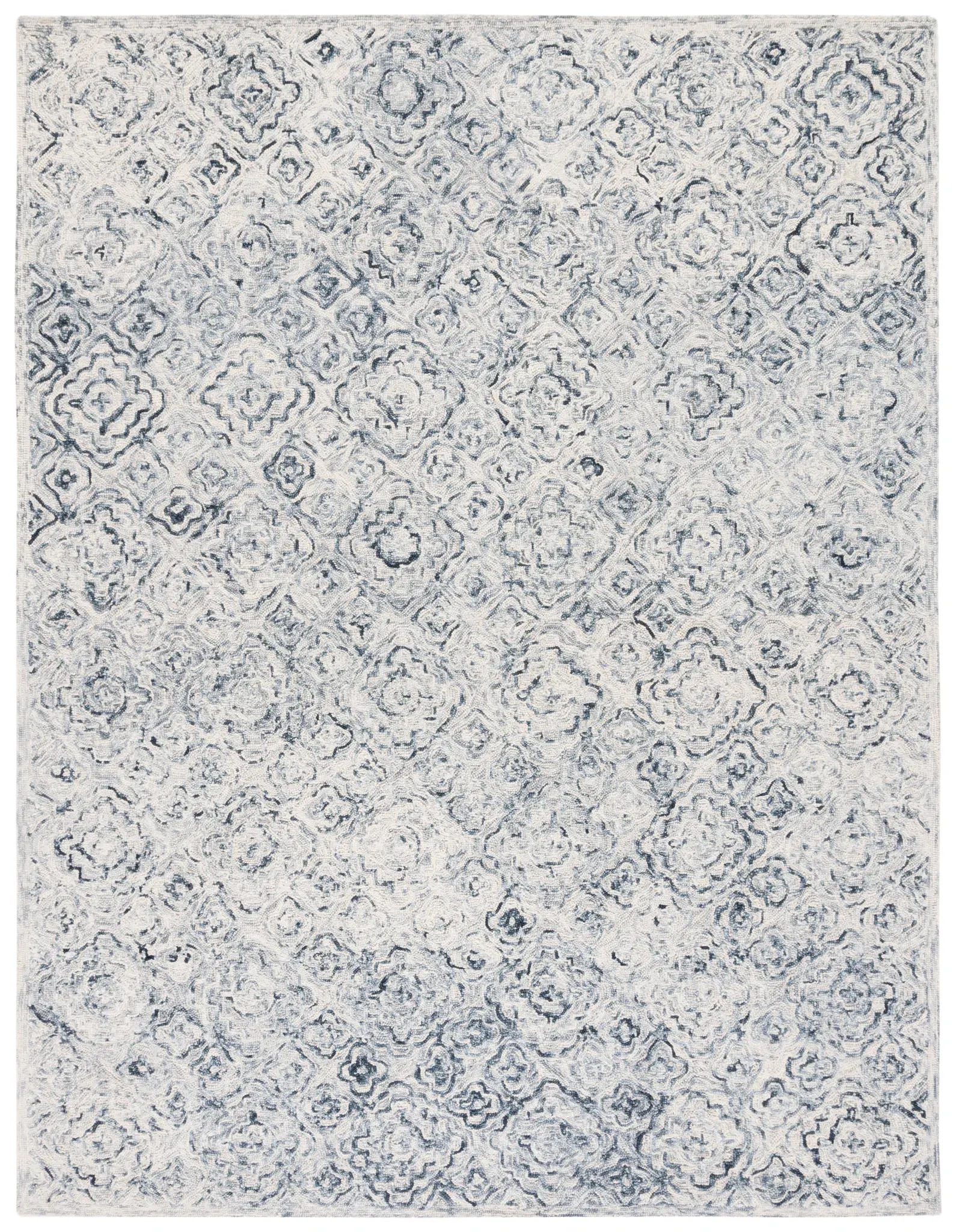 Micro-Loop Tile Lattice Hand-Tufted Wool Rug