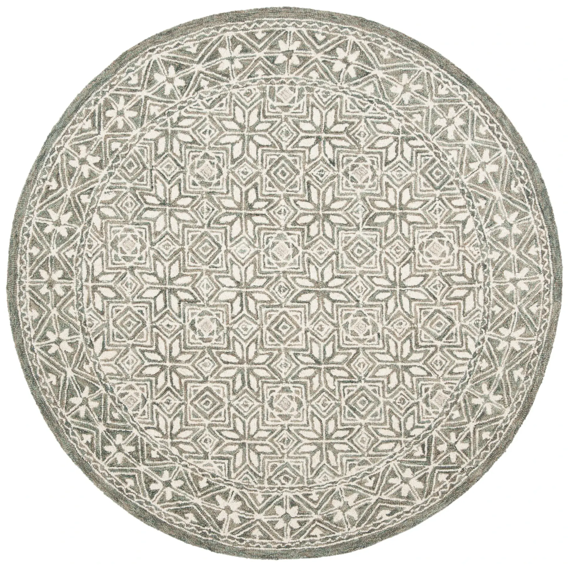 Micro-Loop Geometric Lattice Hand-Tufted Wool Rug