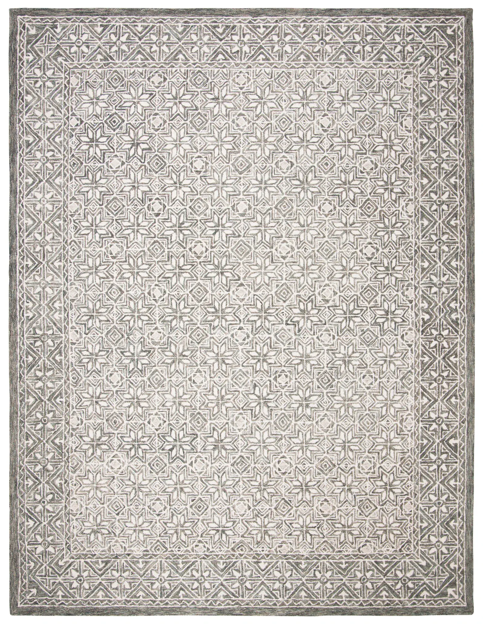 Micro-Loop Geometric Lattice Hand-Tufted Wool Rug