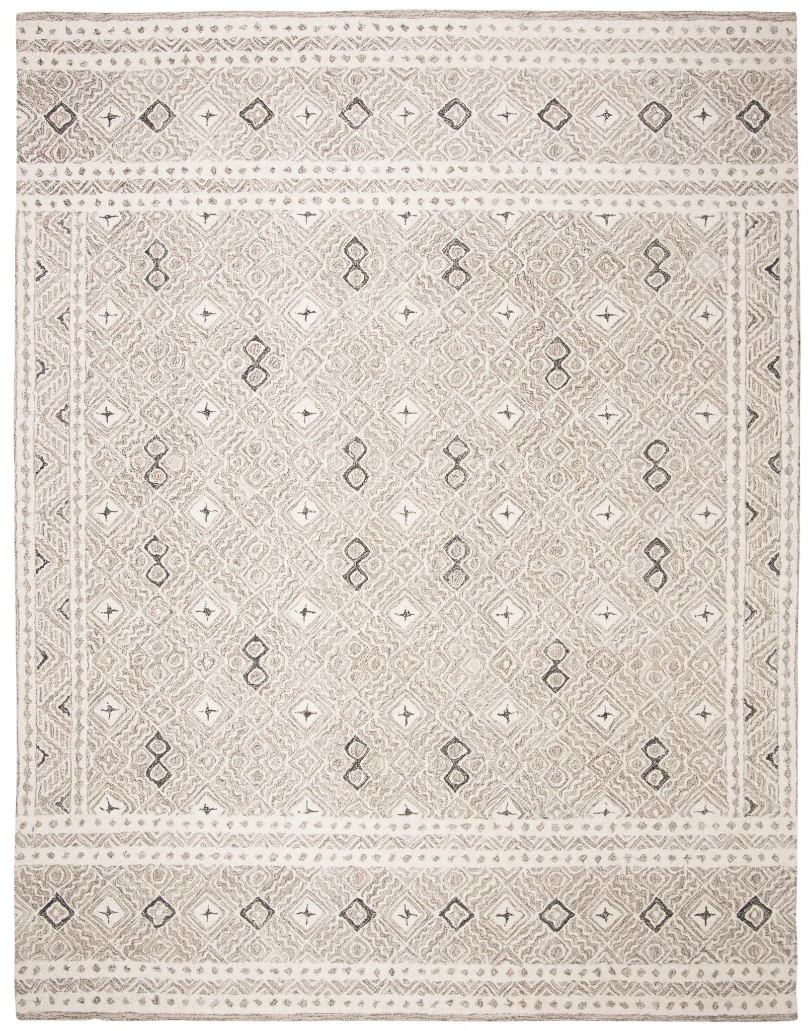 Micro-Loop Tribal Diamond Hand-Tufted Wool Rug