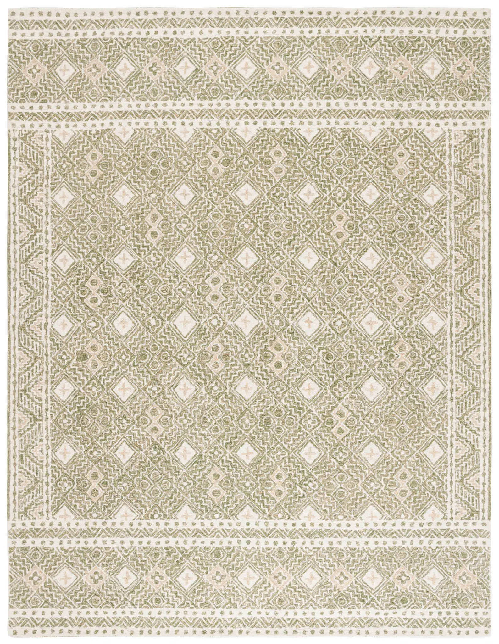 Micro-Loop Tribal Diamond Hand-Tufted Wool Rug