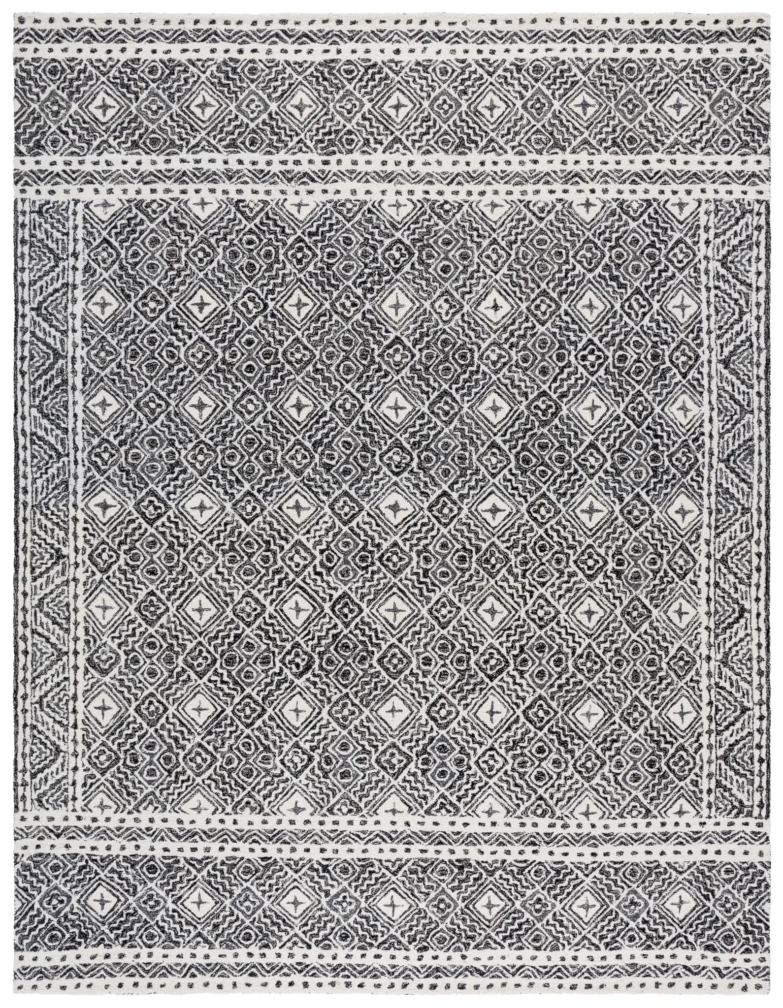 Micro-Loop Tribal Diamond Hand-Tufted Wool Rug