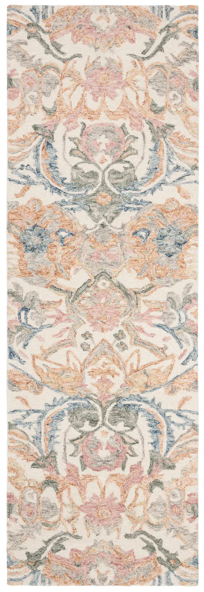 Micro-Loop Botanical Border Hand-Tufted Wool Rug