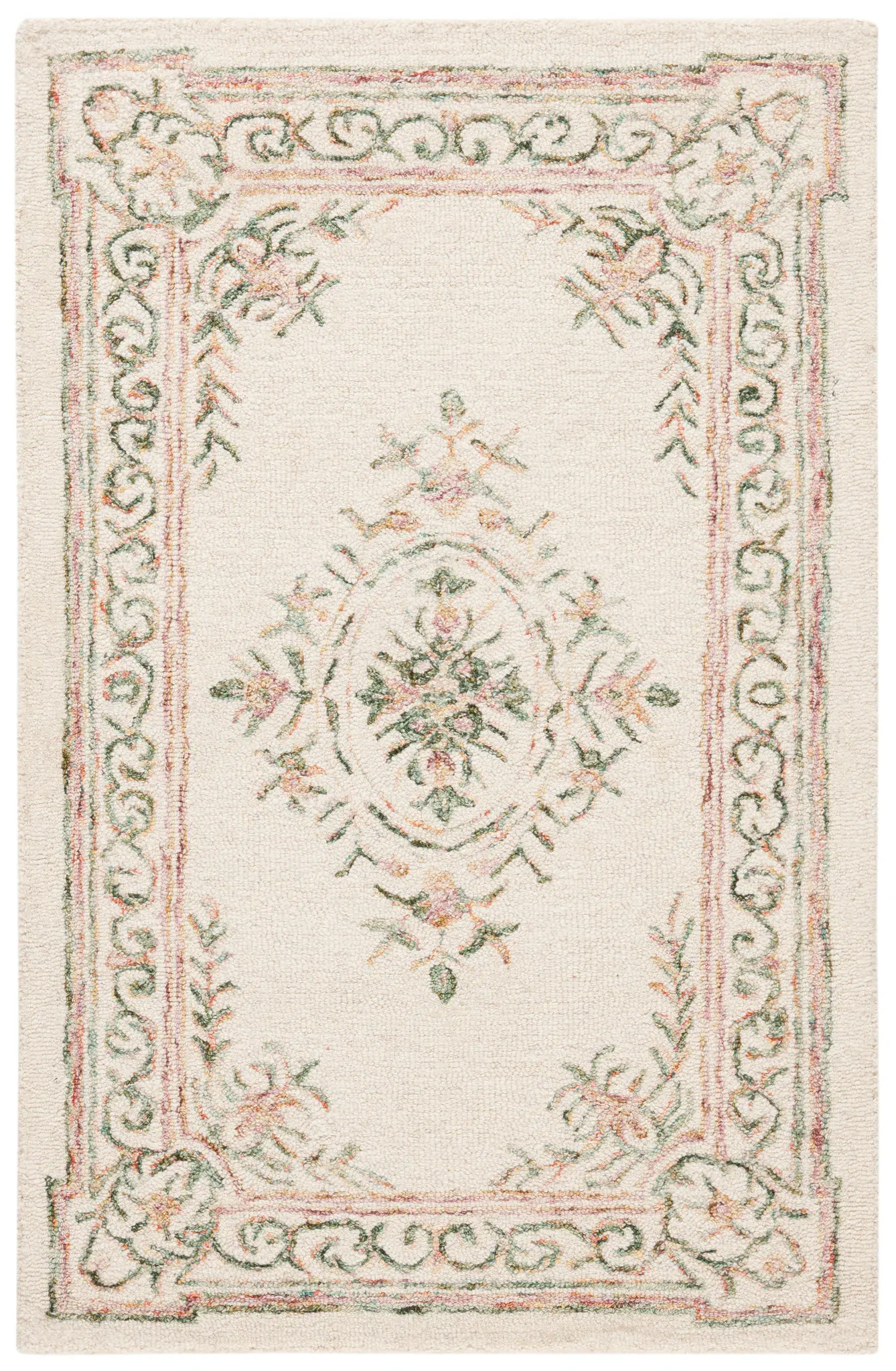Micro-Loop Oval Medallion Hand-Tufted Wool Rug
