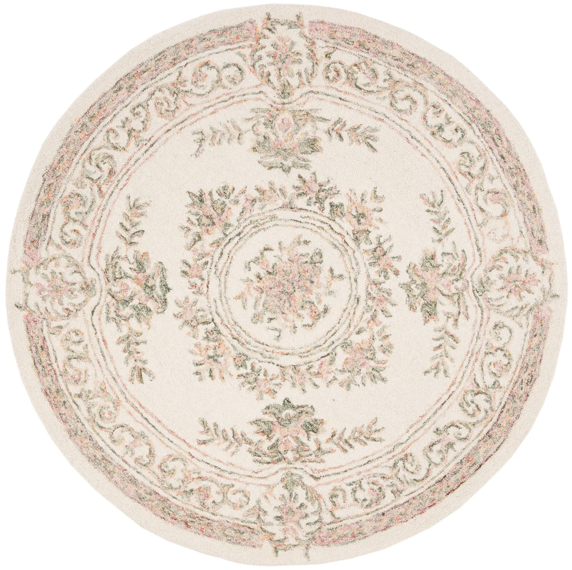 Micro-Loop Oval Medallion Hand-Tufted Wool Rug