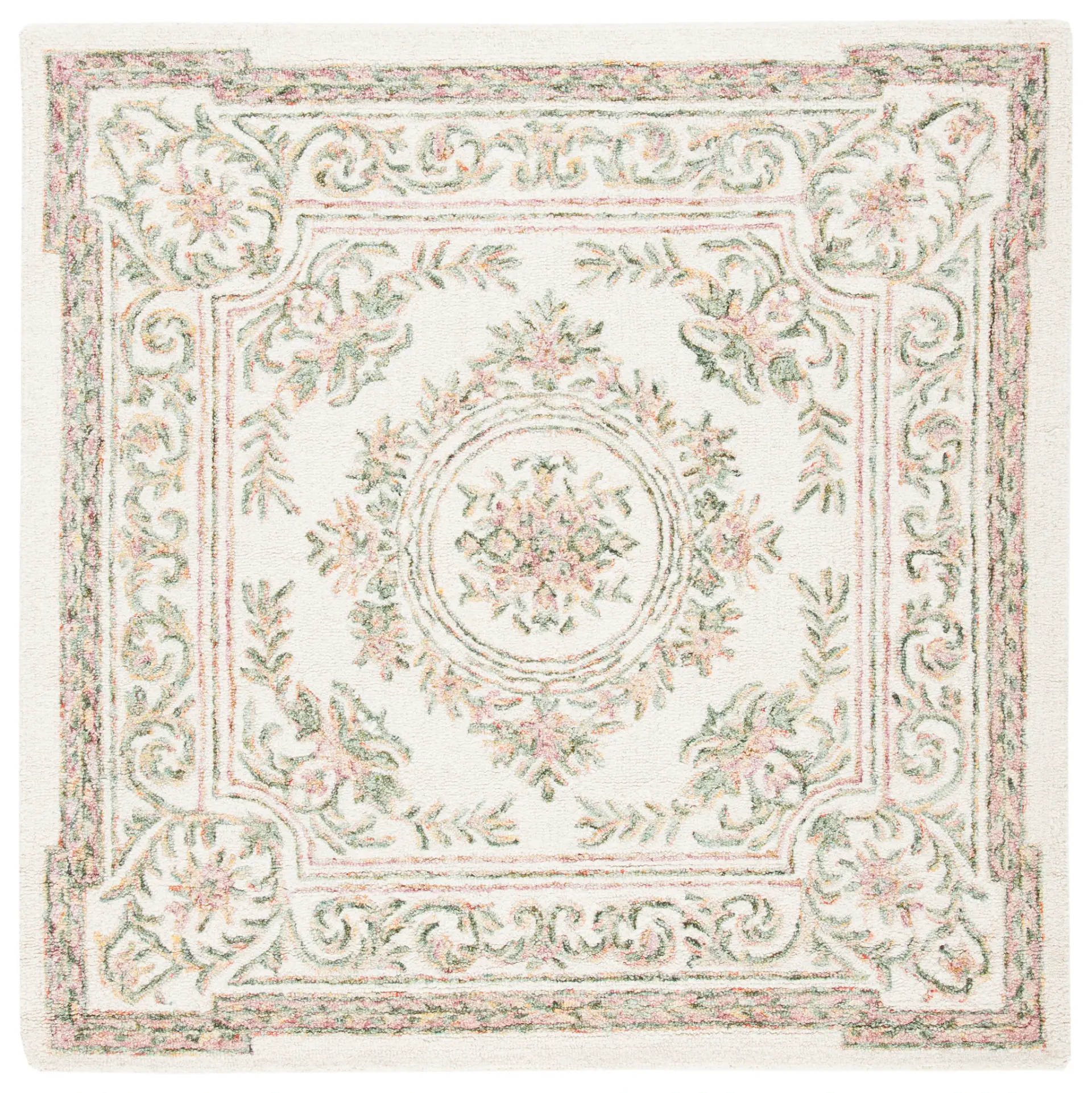 Micro-Loop Oval Medallion Hand-Tufted Wool Rug