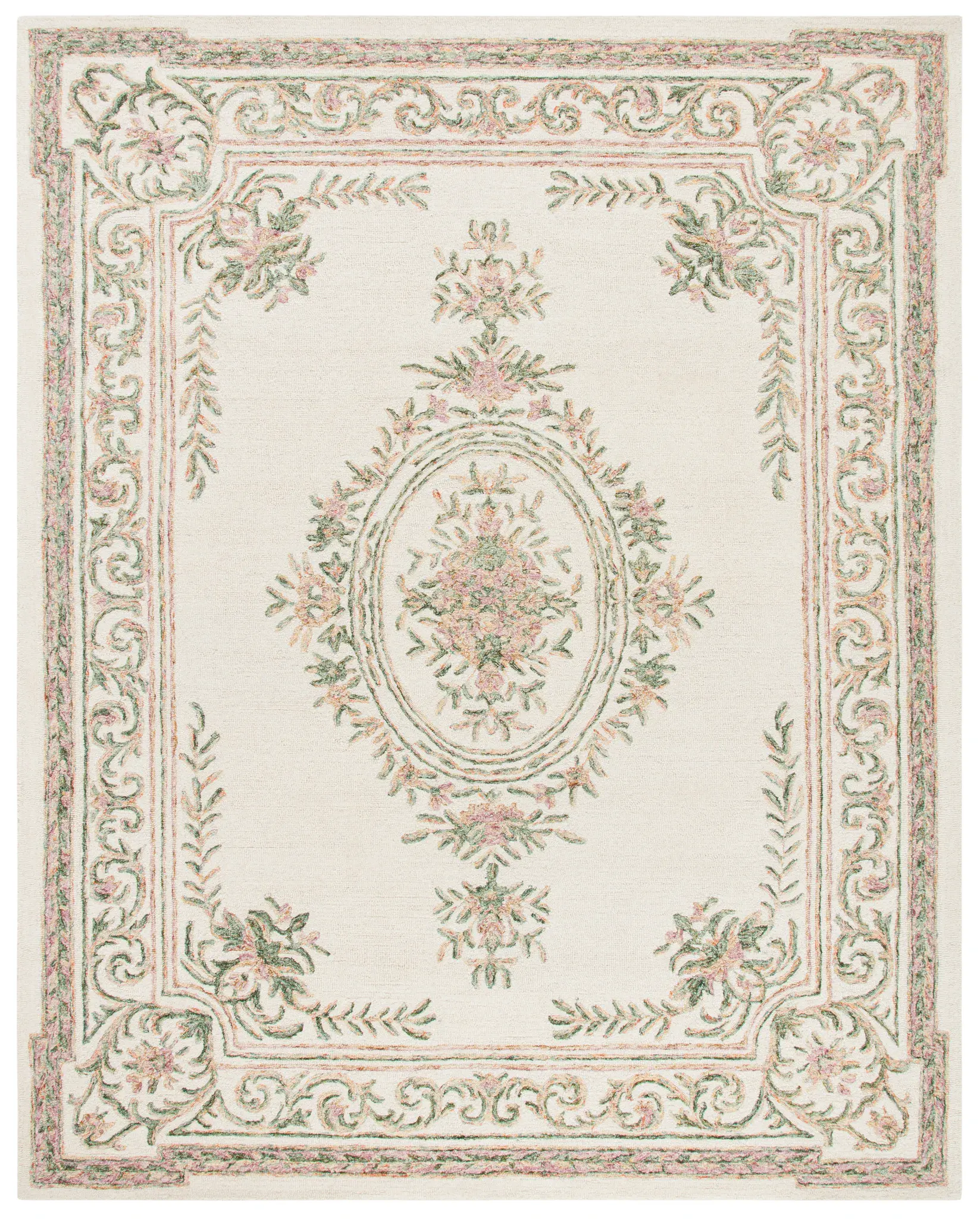 Micro-Loop Oval Medallion Hand-Tufted Wool Rug
