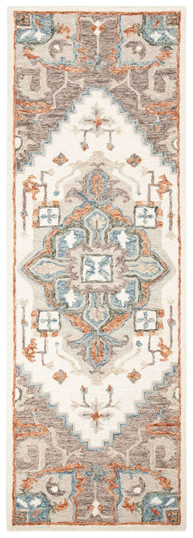 Micro-Loop Tribal Stepped Medallion Hand-Tufted Wool Rug