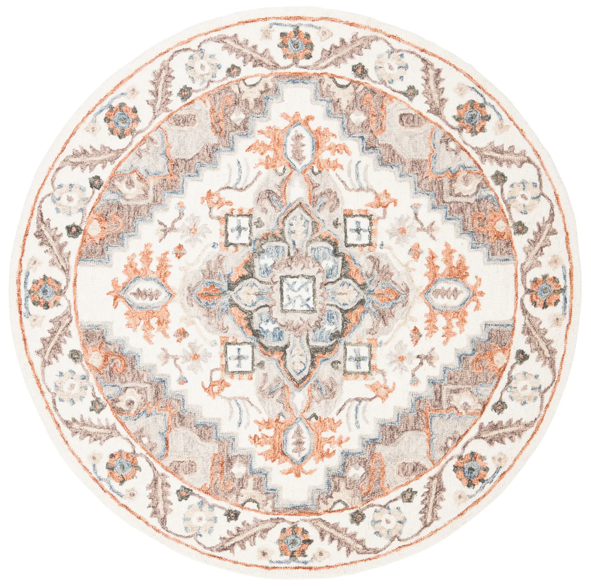 Micro-Loop Tribal Stepped Medallion Hand-Tufted Wool Rug