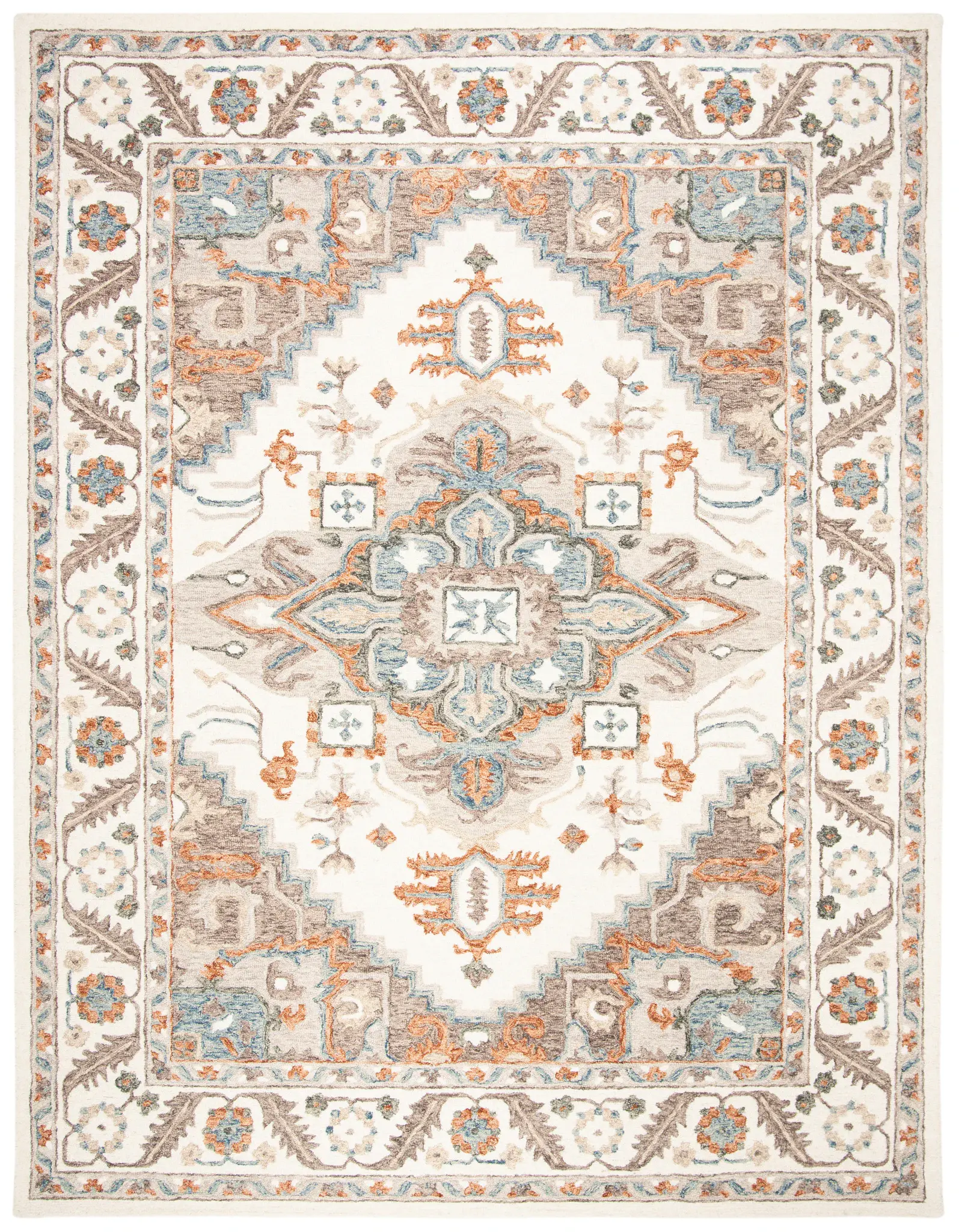 Micro-Loop Tribal Stepped Medallion Hand-Tufted Wool Rug