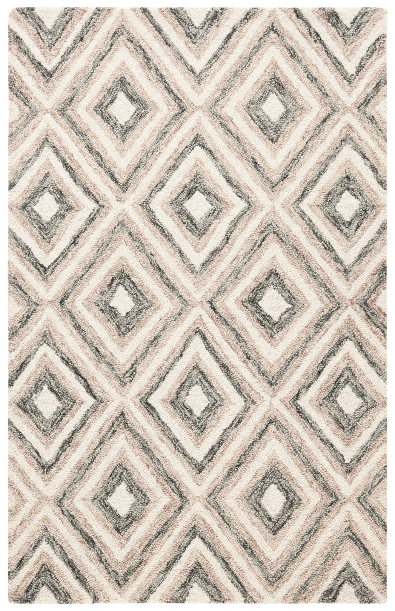 Micro-Loop Allover Concentric Diamond Hand-Tufted Wool Rug