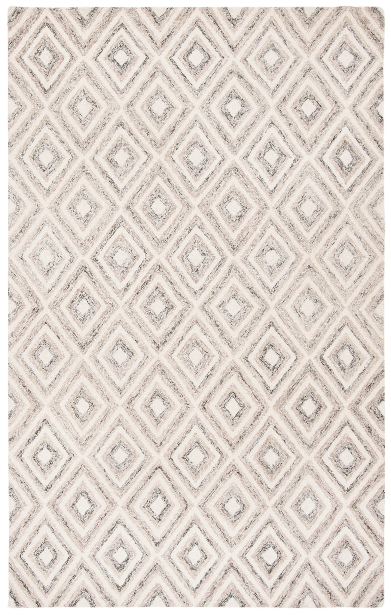 Micro-Loop Allover Concentric Diamond Hand-Tufted Wool Rug