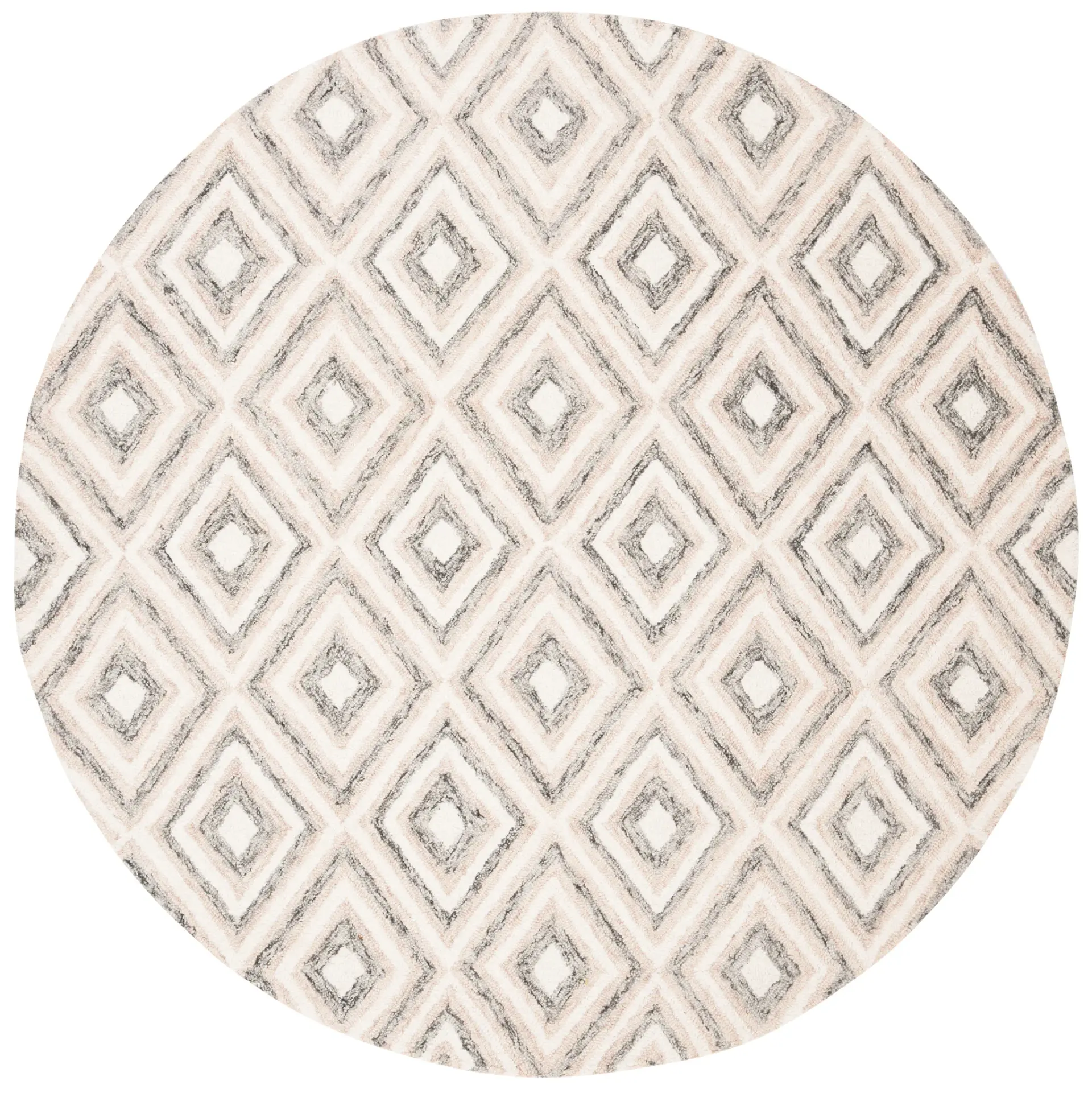 Micro-Loop Allover Concentric Diamond Hand-Tufted Wool Rug