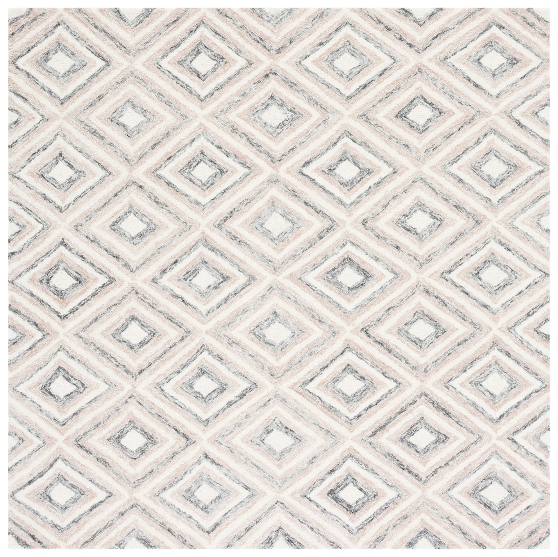 Micro-Loop Allover Concentric Diamond Hand-Tufted Wool Rug