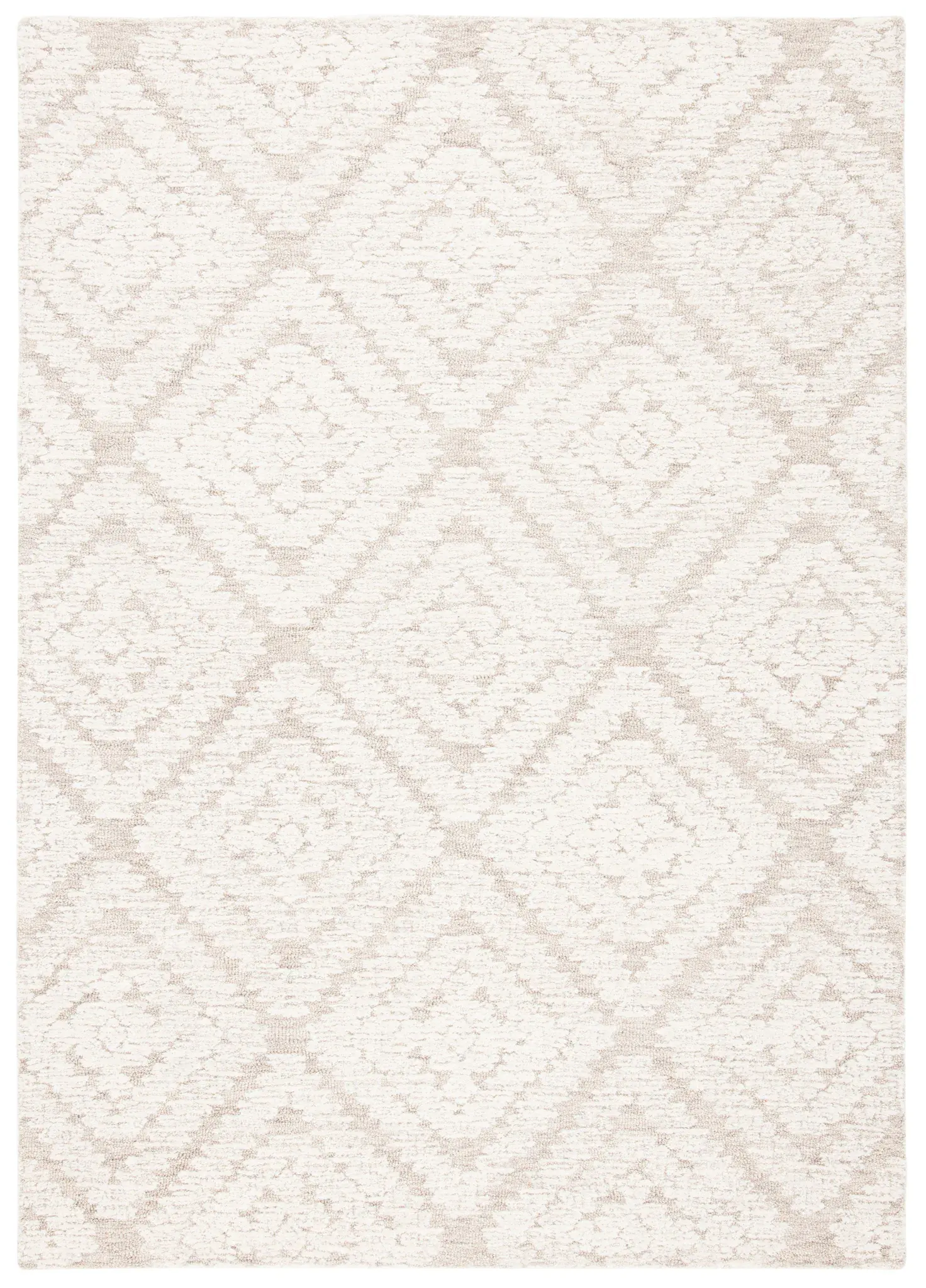 Micro-Loop Ikat Rosette Diamond Hand-Tufted Wool Rug