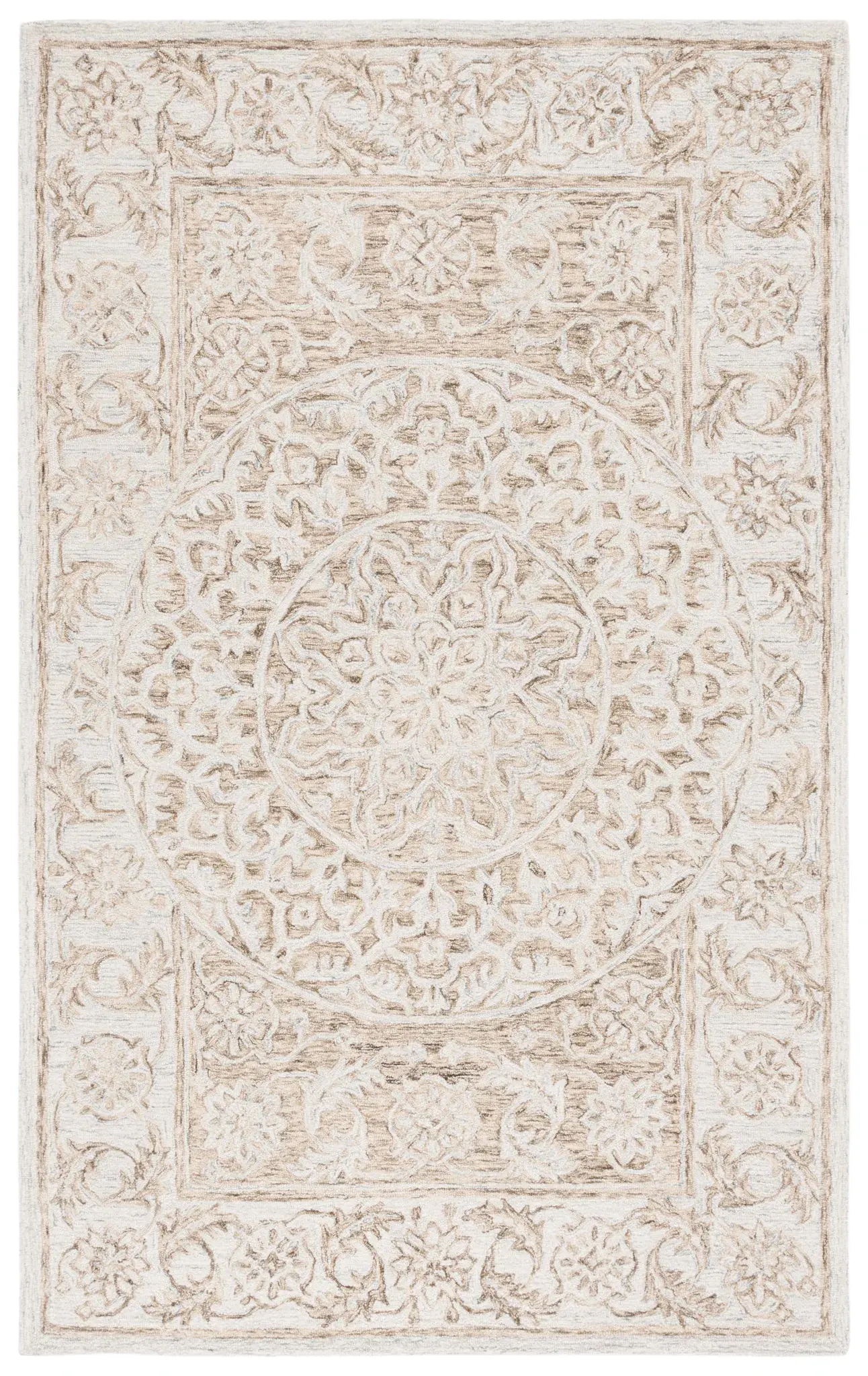 Micro-Loop Circular Medallion Hand-Tufted Wool Rug