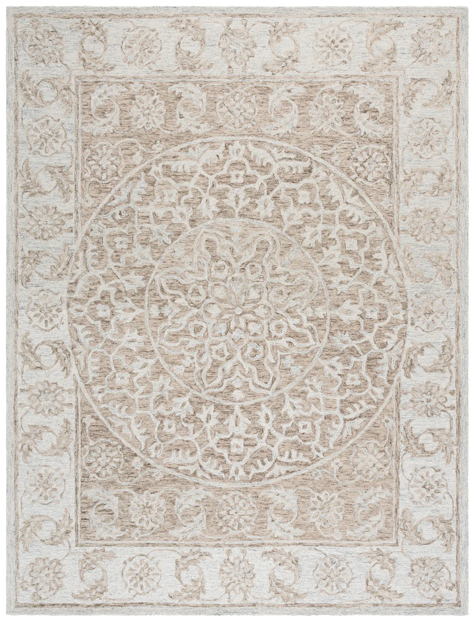 Micro-Loop Circular Medallion Hand-Tufted Wool Rug