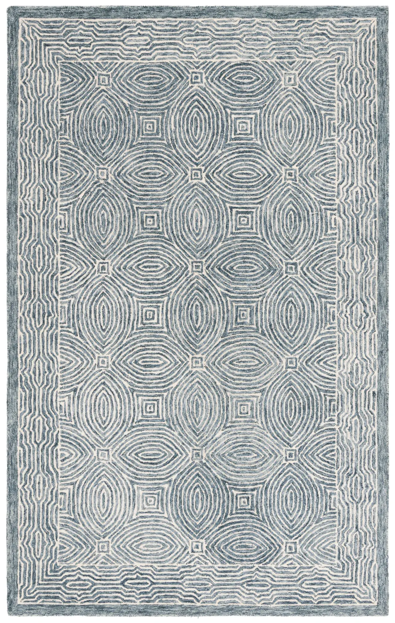 Micro-Loop Concentric Oval Hand-Tufted Wool Rug
