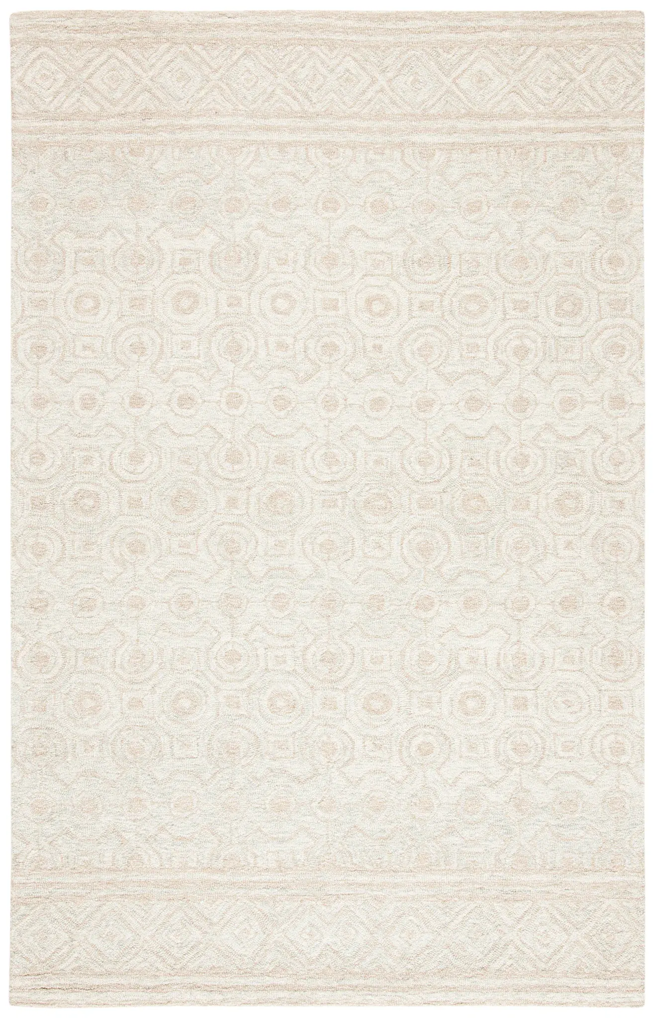 Micro-Loop Geometric Tile Hand-Tufted Wool Rug