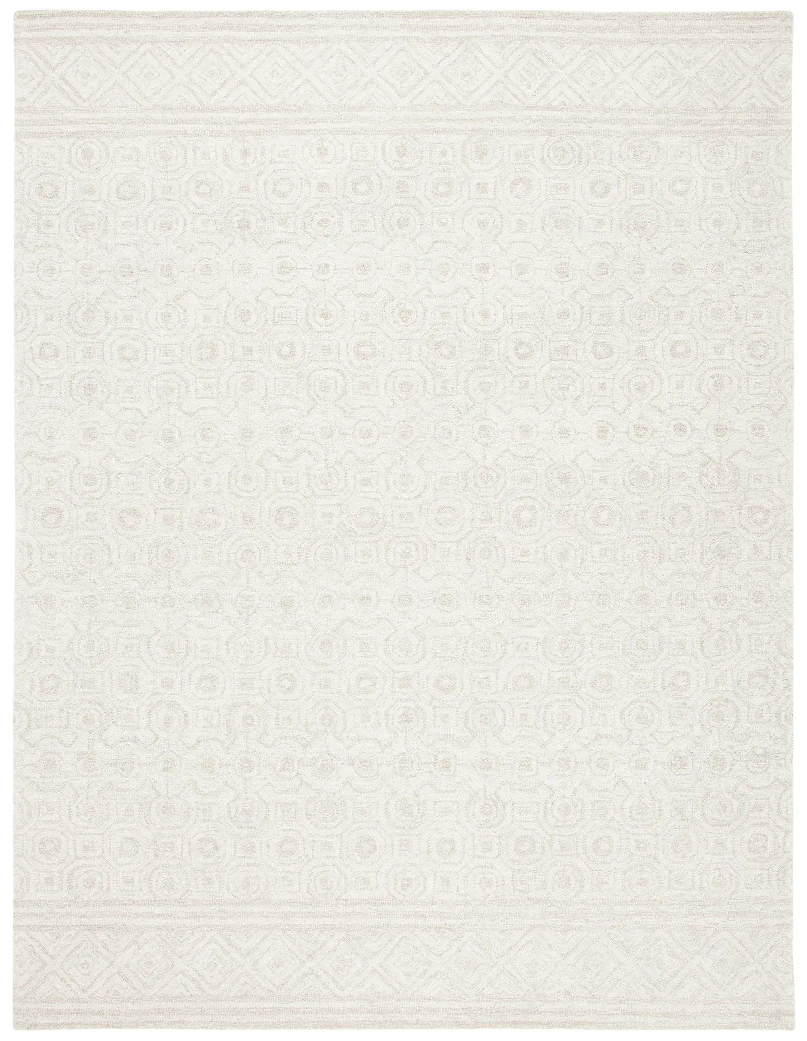 Micro-Loop Geometric Tile Hand-Tufted Wool Rug