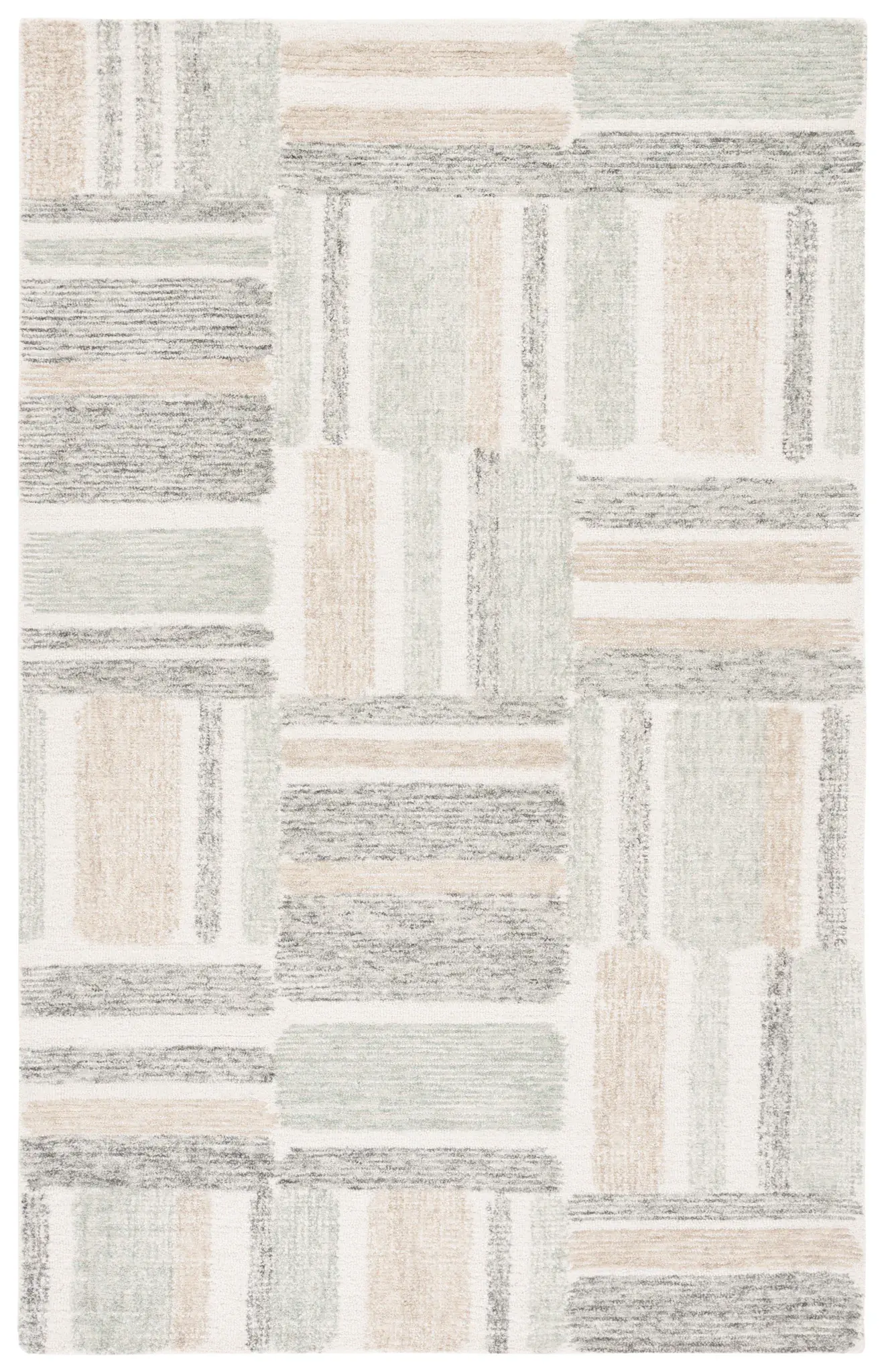 Micro-Loop Abstract Block Hand-Tufted Wool Rug