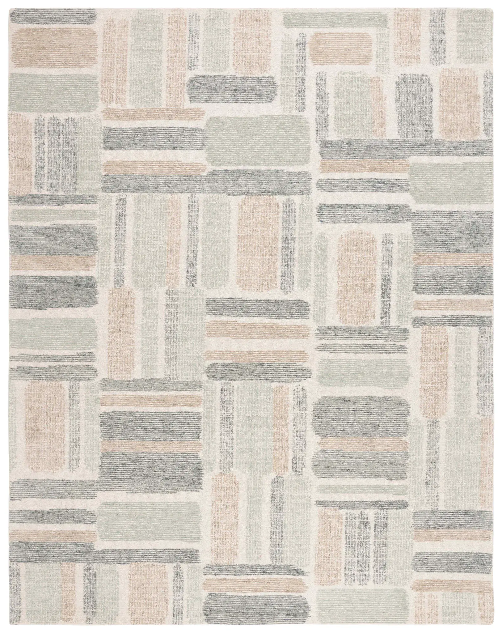 Micro-Loop Abstract Block Hand-Tufted Wool Rug
