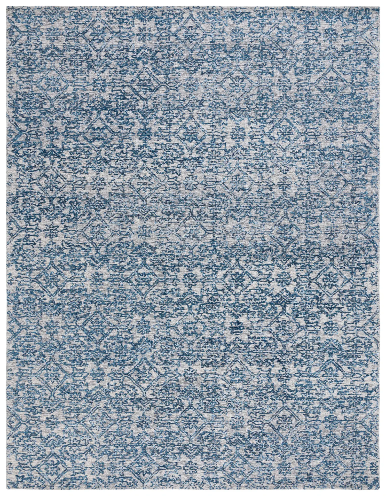 Micro-Loop Distressed Diamond Hand-Tufted Wool Rug
