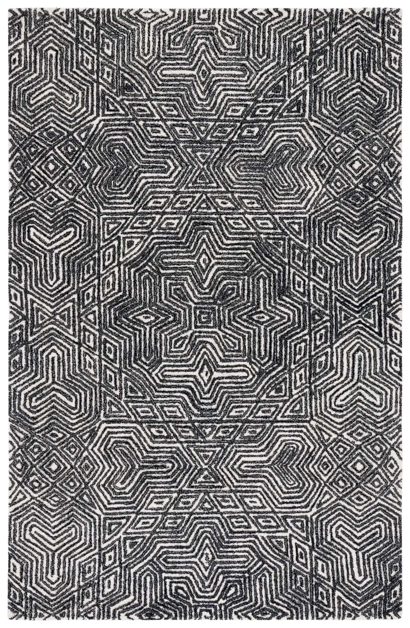 Micro-Loop Maze Hand-Tufted Wool Rug