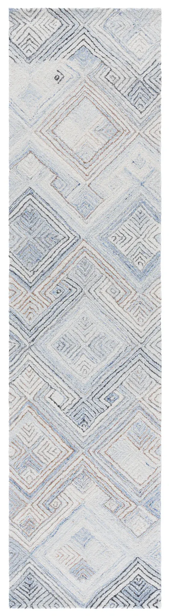 Micro-Loop Greek Key Diamond Hand-Tufted Wool Rug