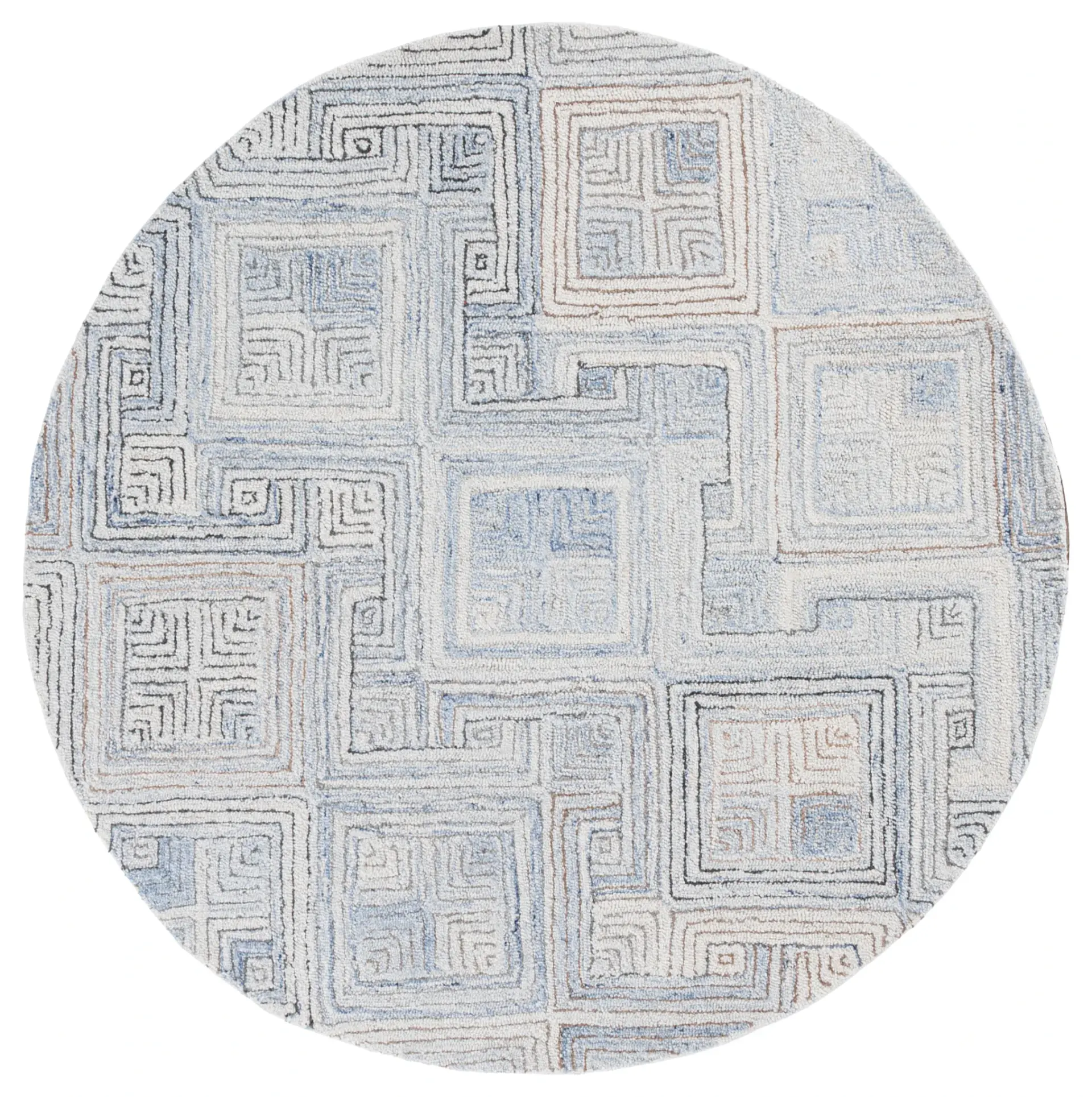 Micro-Loop Greek Key Diamond Hand-Tufted Wool Rug