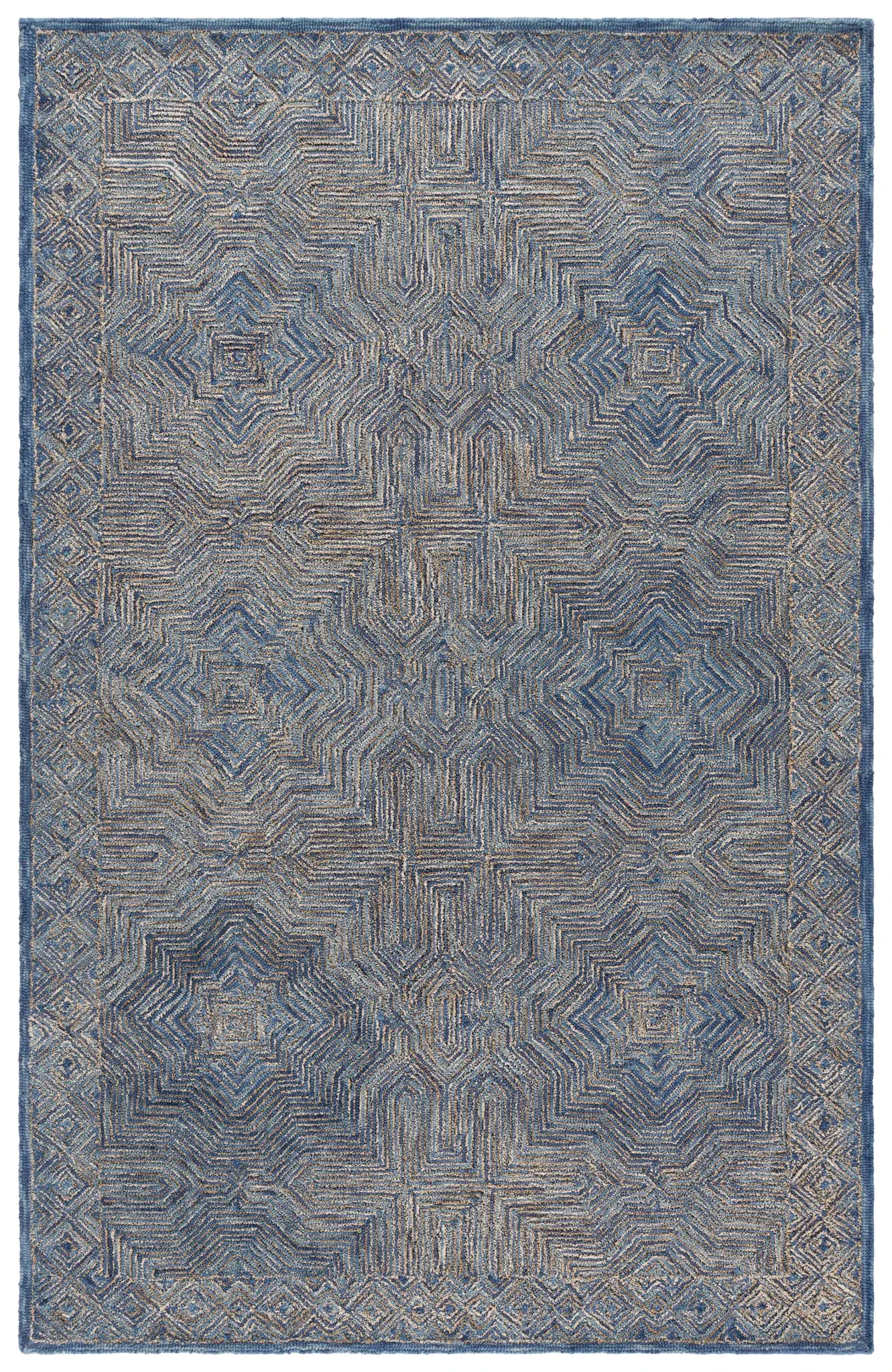 Micro-Loop Geometric Diamond Hand-Tufted Wool Rug