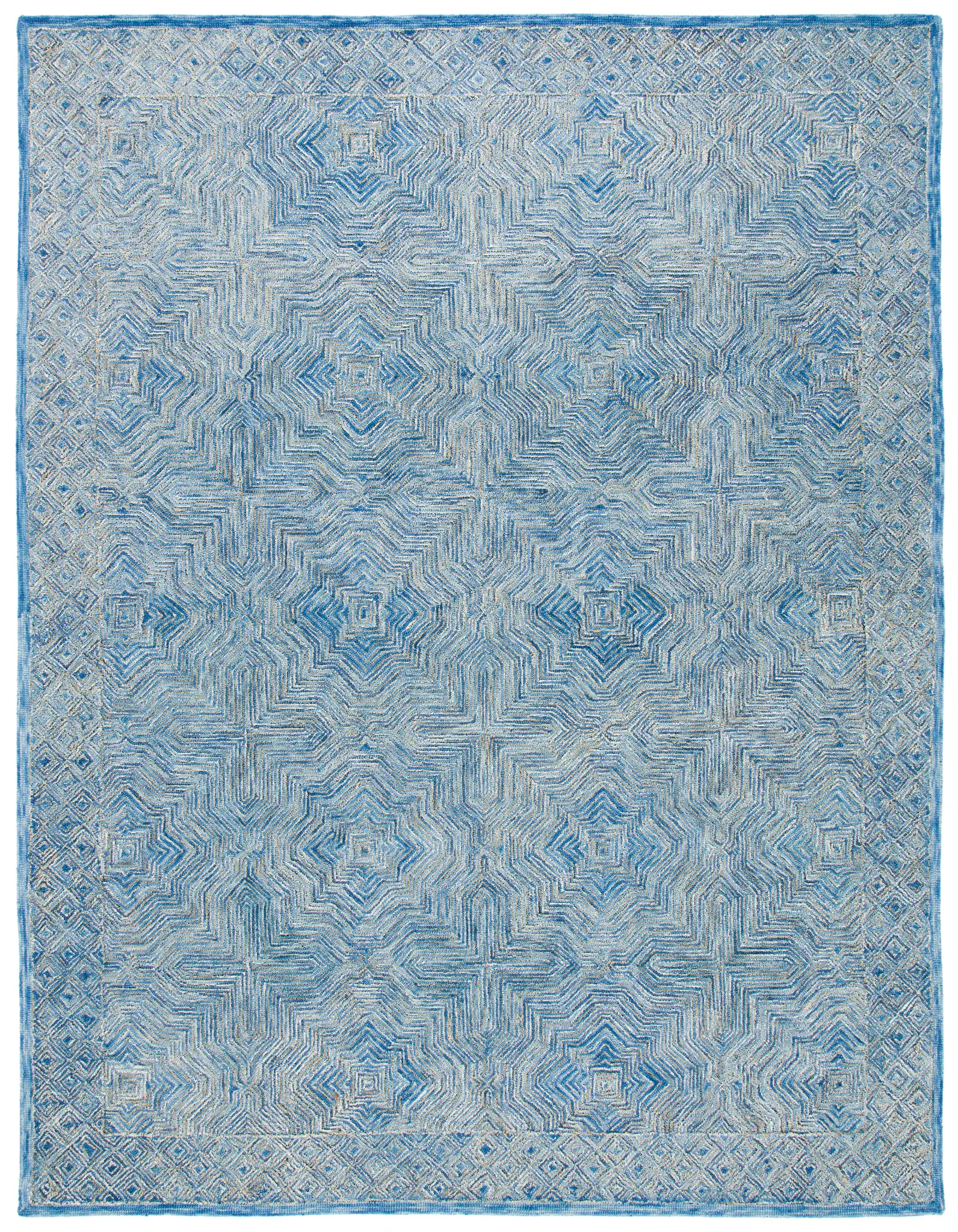Micro-Loop Geometric Diamond Hand-Tufted Wool Rug