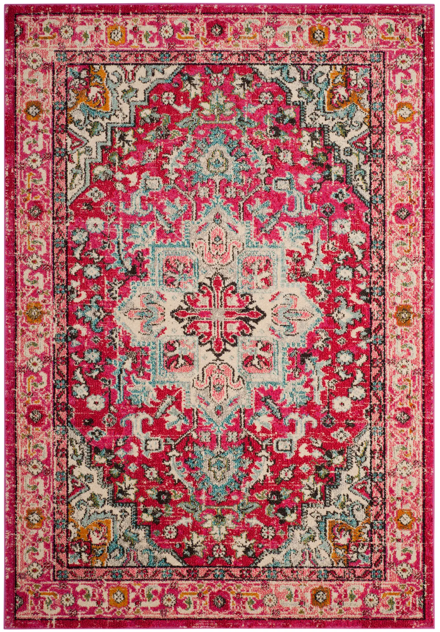 Monaco Traditional Diamond Medallion Bordered Rug