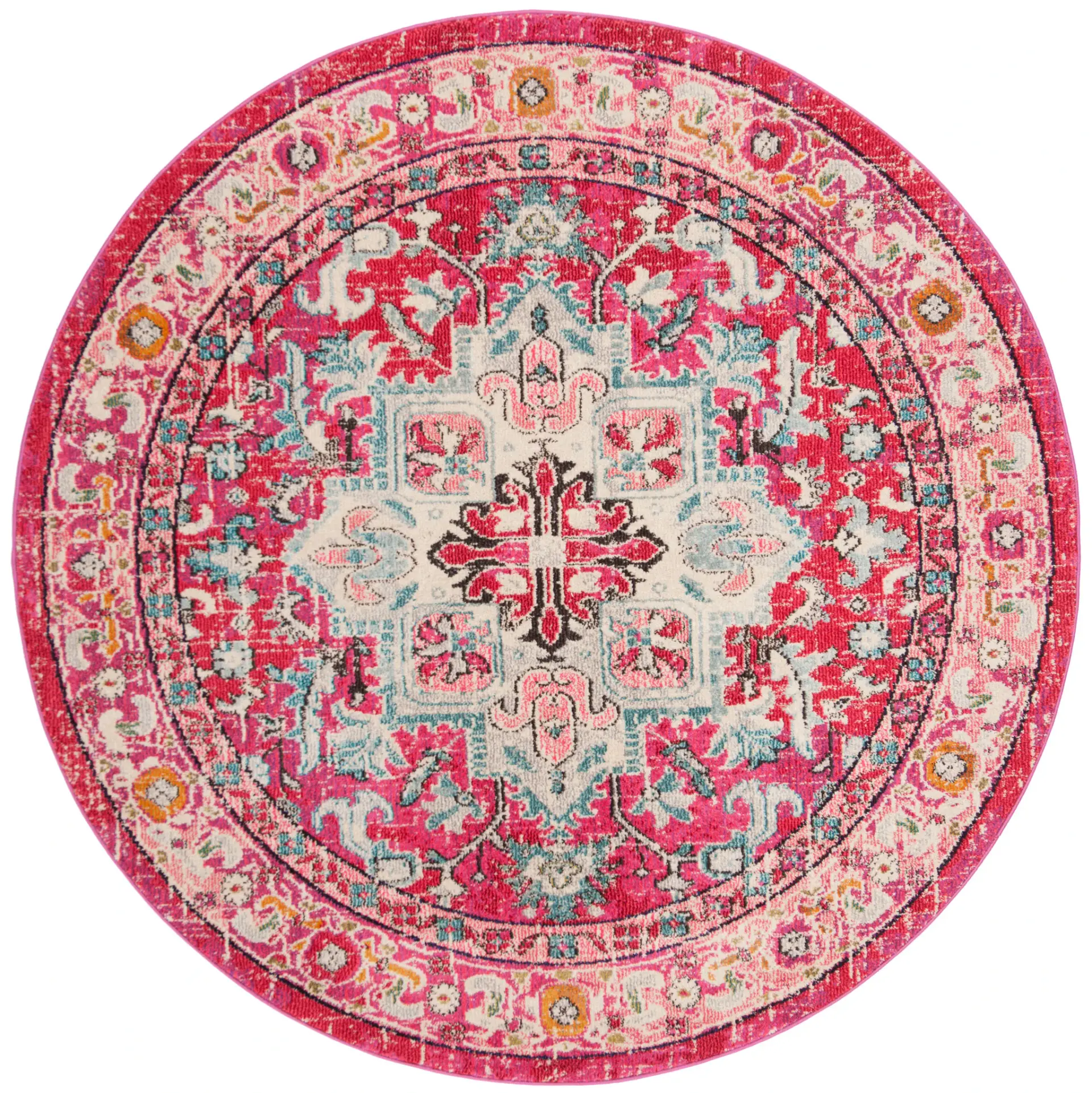 Monaco Traditional Diamond Medallion Bordered Rug
