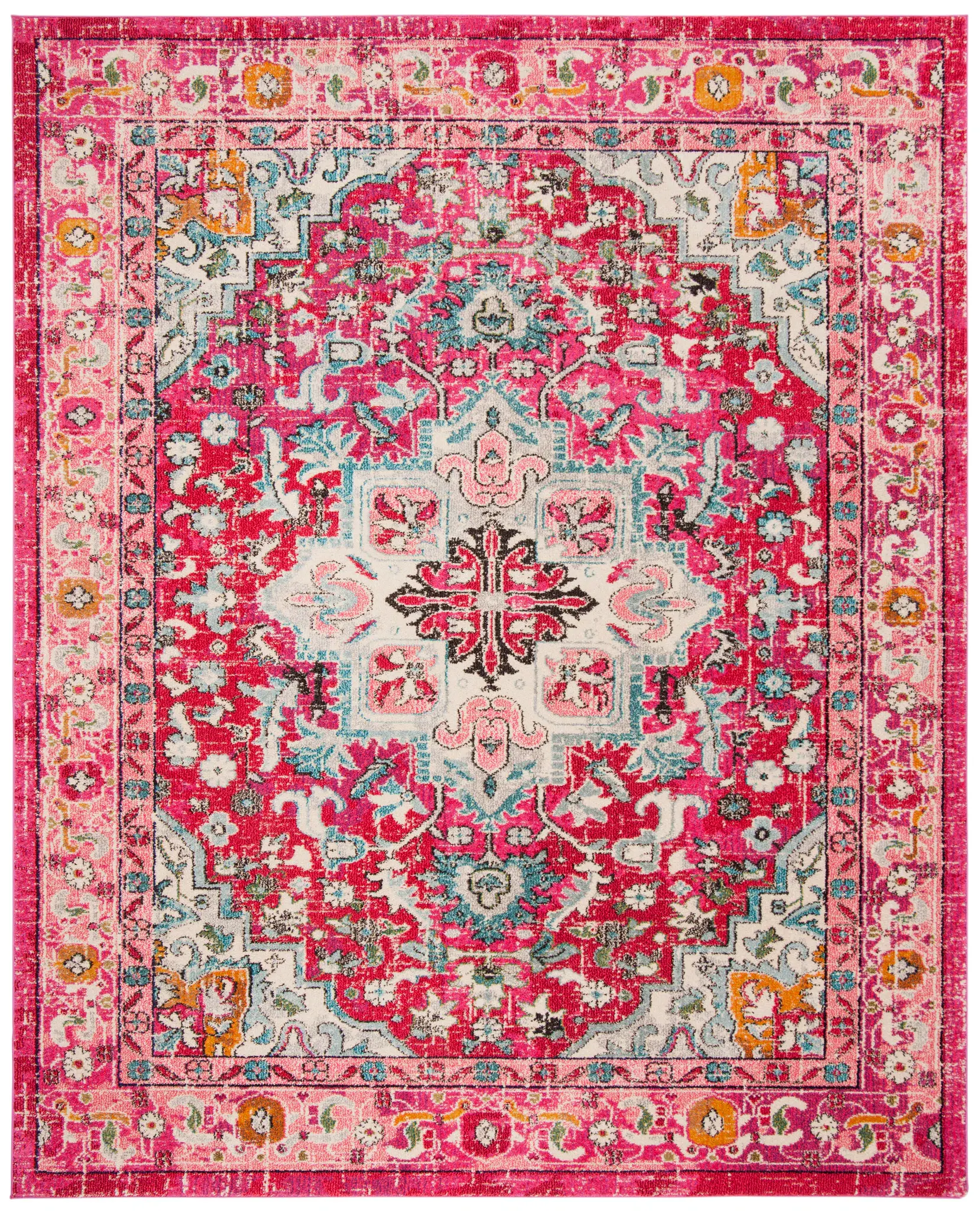 Monaco Traditional Diamond Medallion Bordered Rug