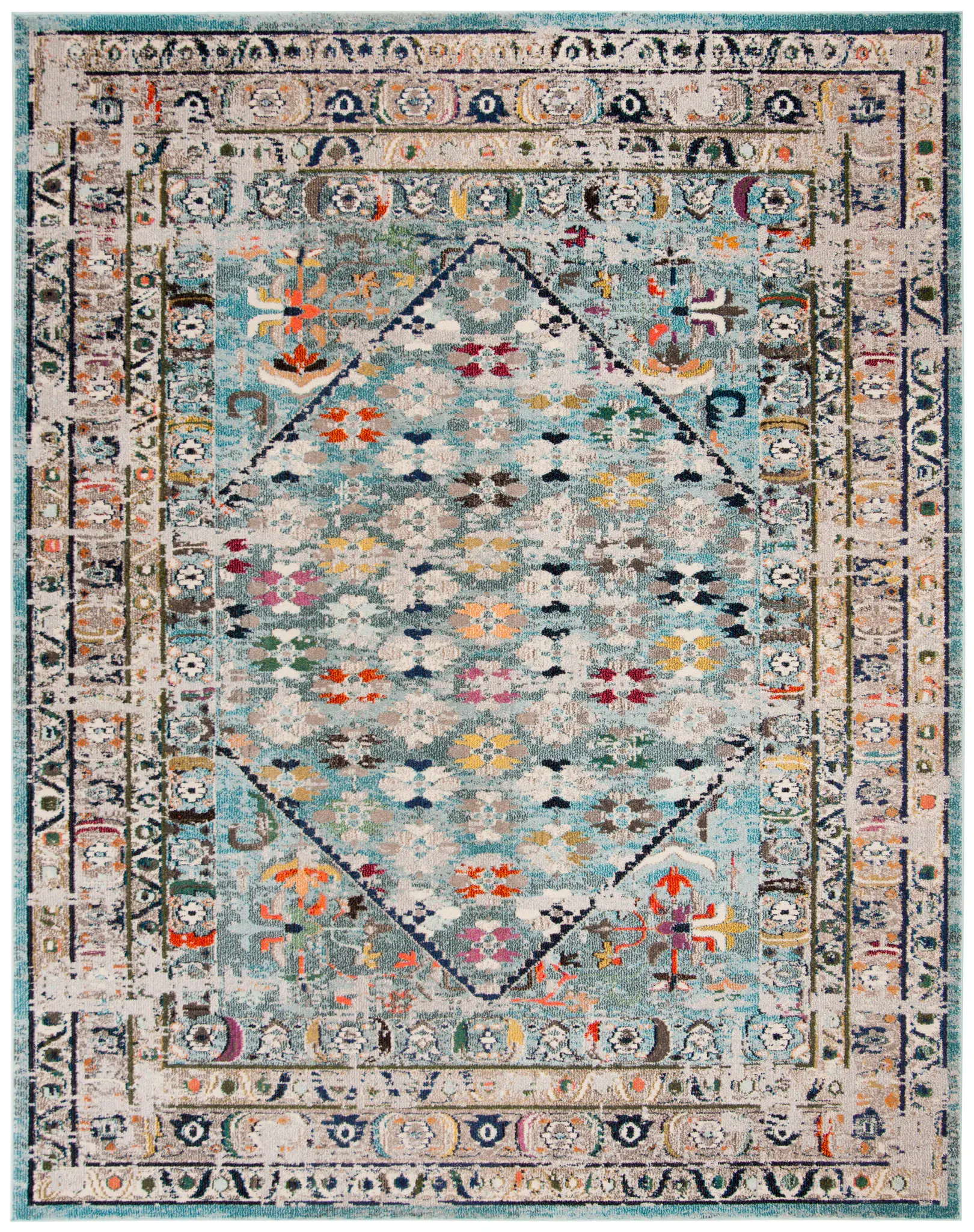 Monaco Faded Diamond Medallion Rug