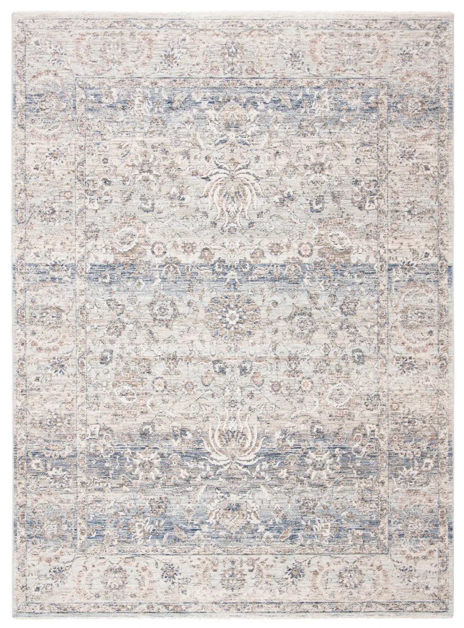 Moondust Faded Floral Bordered Rug