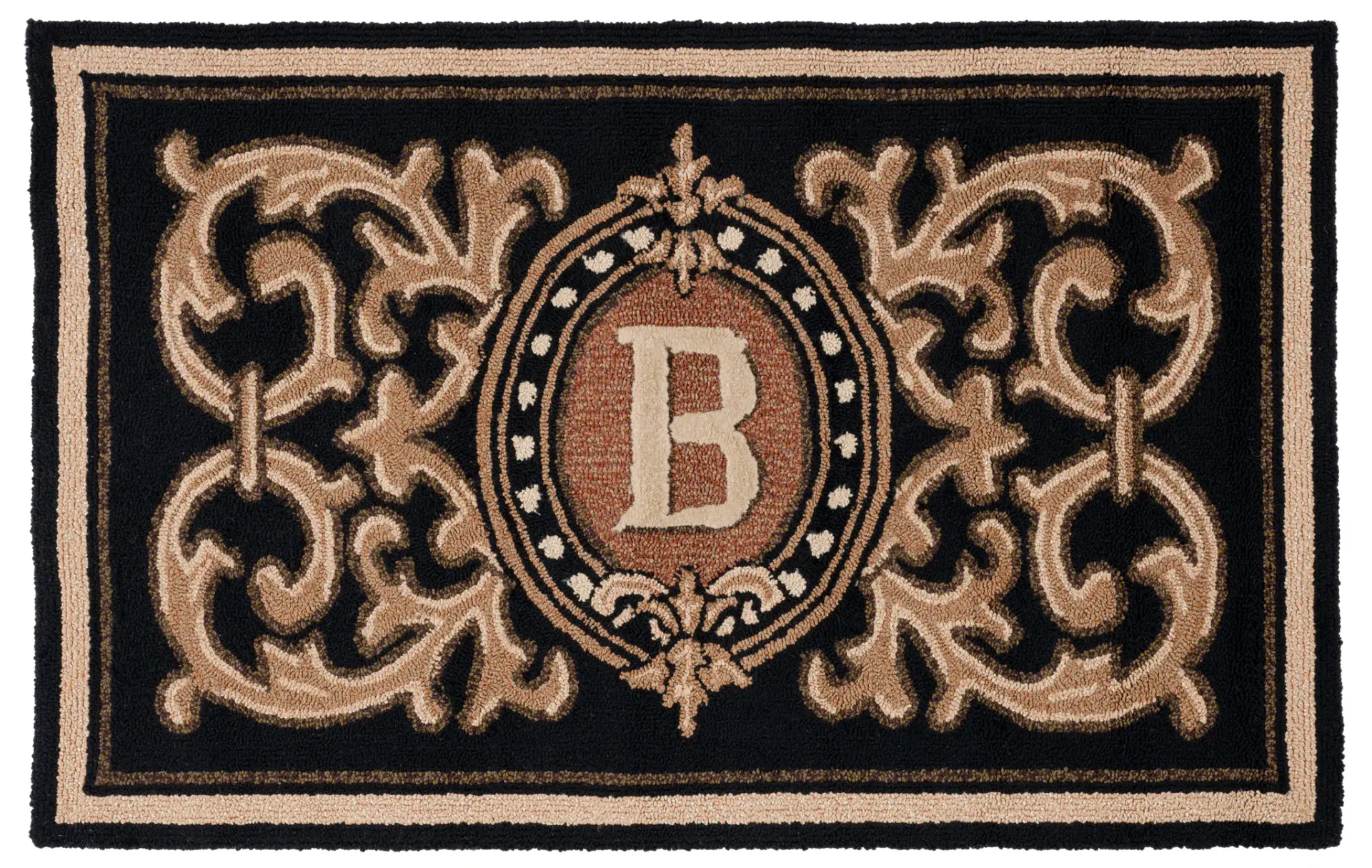 Monogram Berkeley Scrollwork Hand-Hooked Outdoor Rug