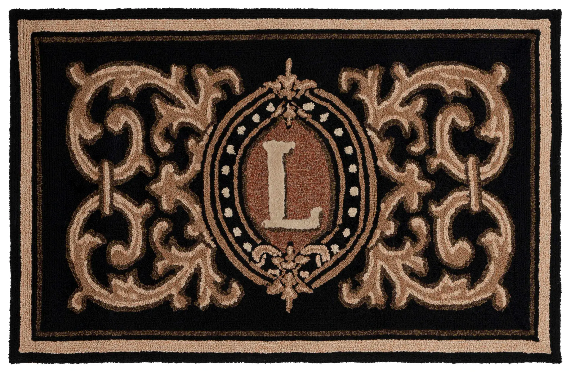 Monogram Berkeley Scrollwork Hand-Hooked Outdoor Rug
