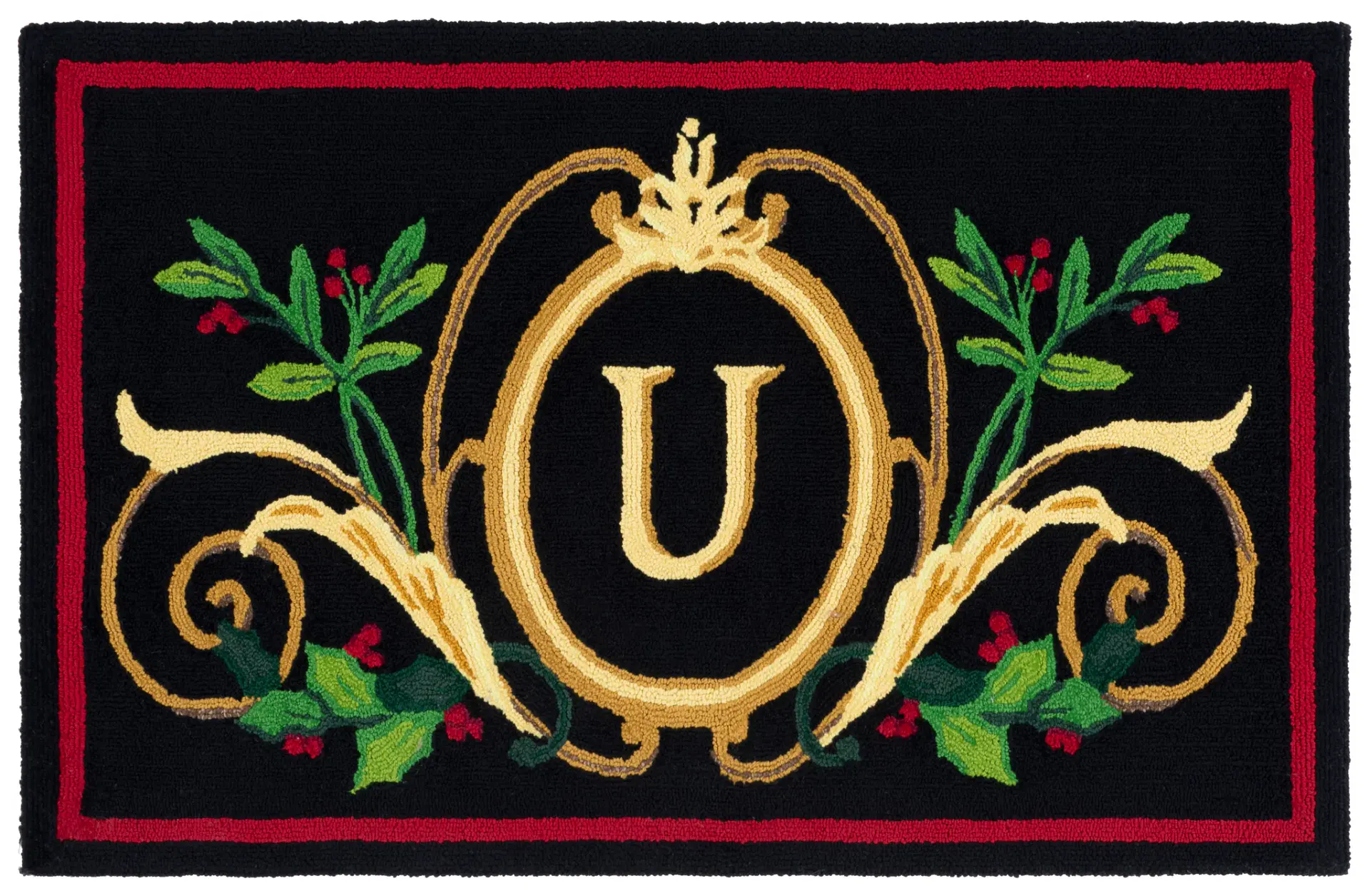 Monogram Crest Hand-Hooked Outdoor Rug