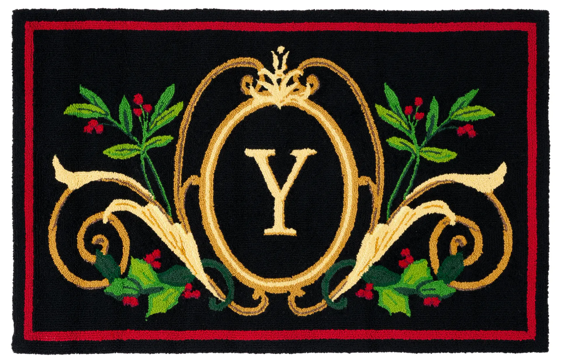 Monogram Crest Hand-Hooked Outdoor Rug