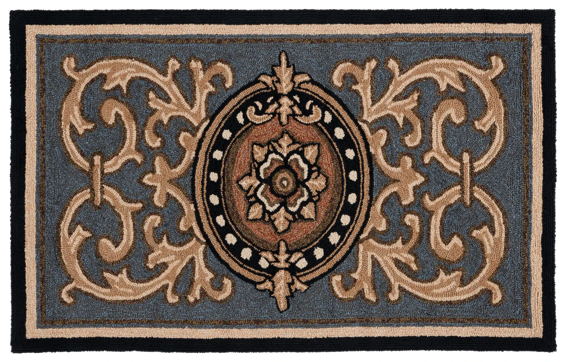 Monogram Berkeley Scroll Medallion Outdoor Rug