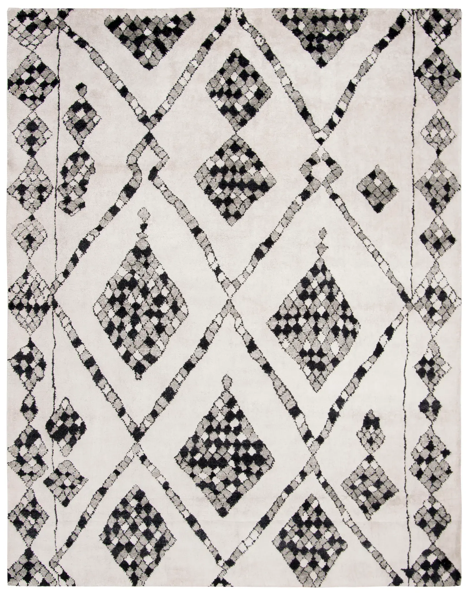 Moroccan Bohemian Diamond Trellis Hand-Knotted Rug
