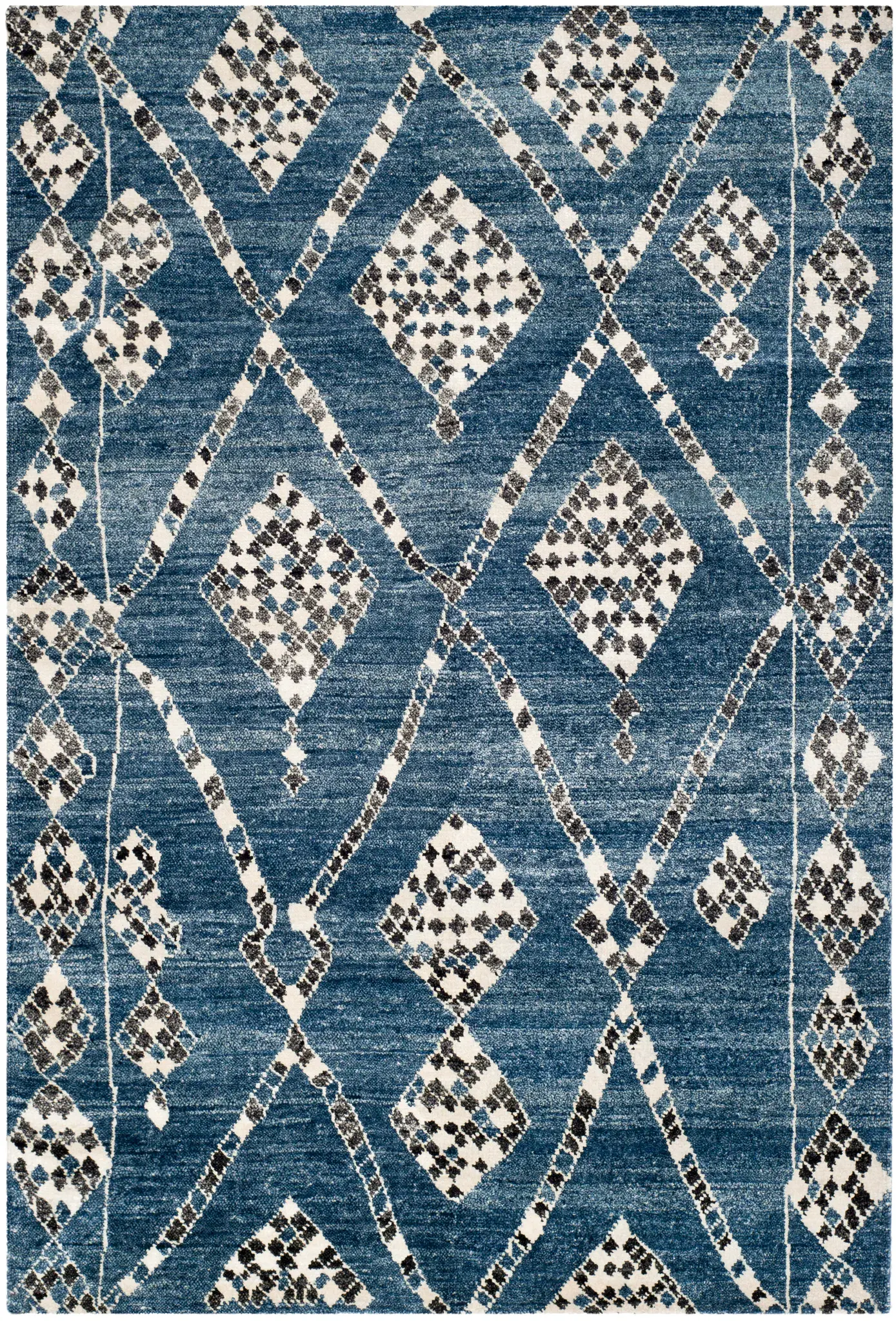 Moroccan Bohemian Diamond Trellis Hand-Knotted Rug