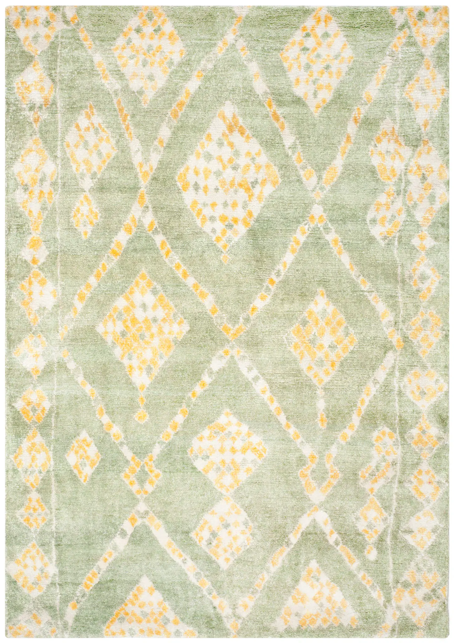 Moroccan Bohemian Diamond Trellis Hand-Knotted Rug